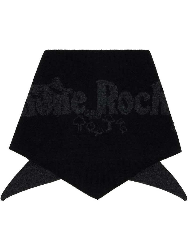Simone Rocha Black Graphic Logo Knit Neckerchief Scarf outlook