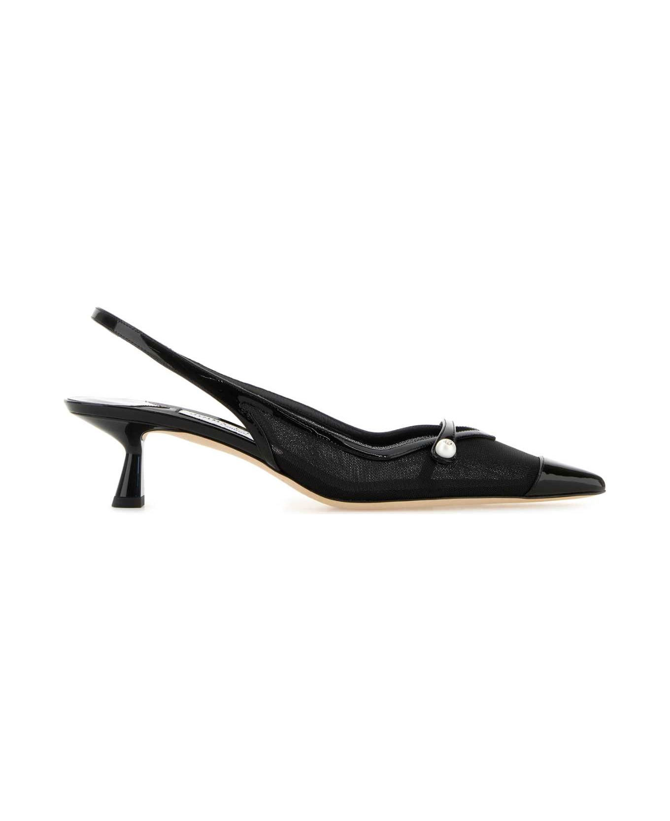 Black Mesh Amita 45 Pumps - 1