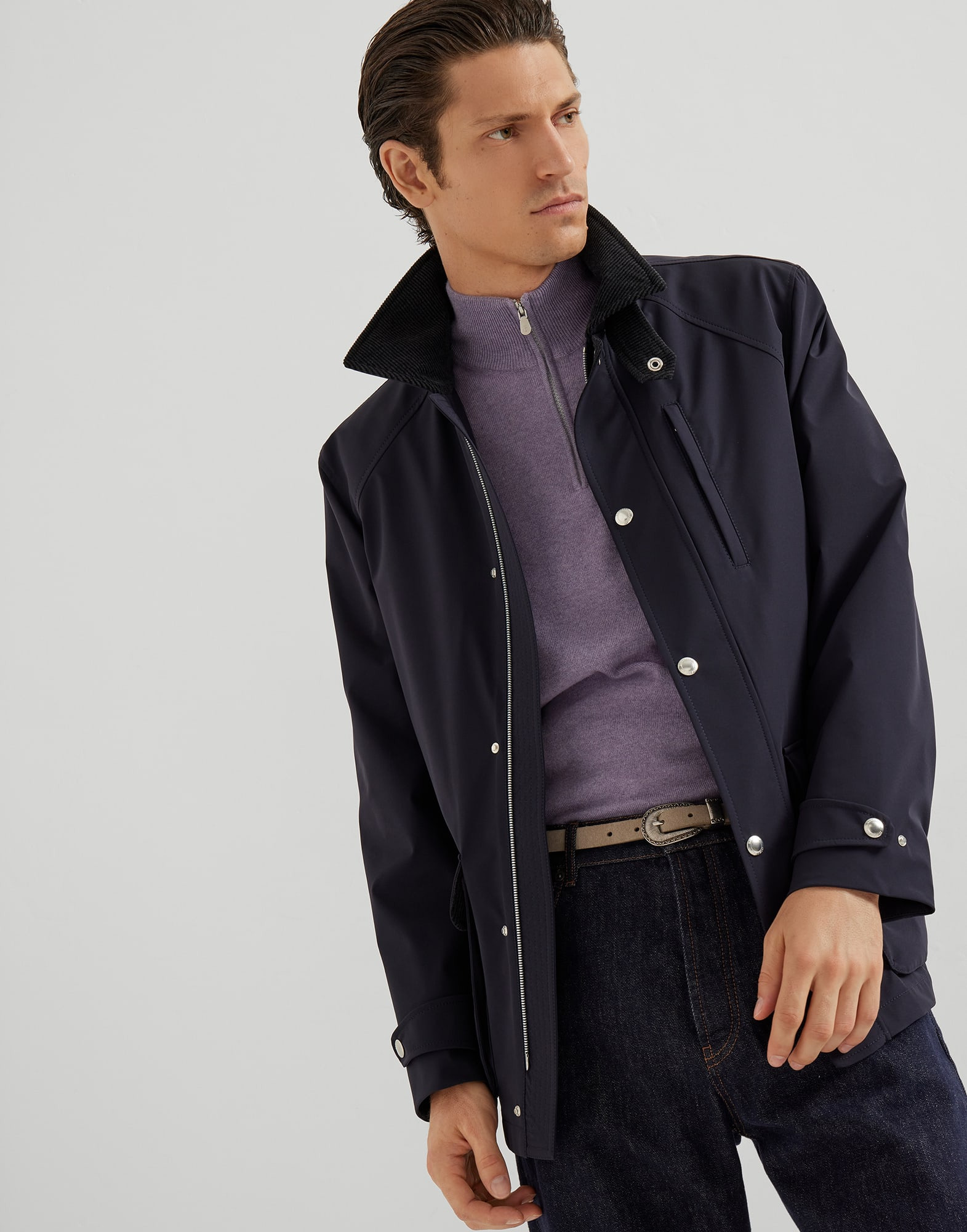Cashmere sweater with half zip - 4