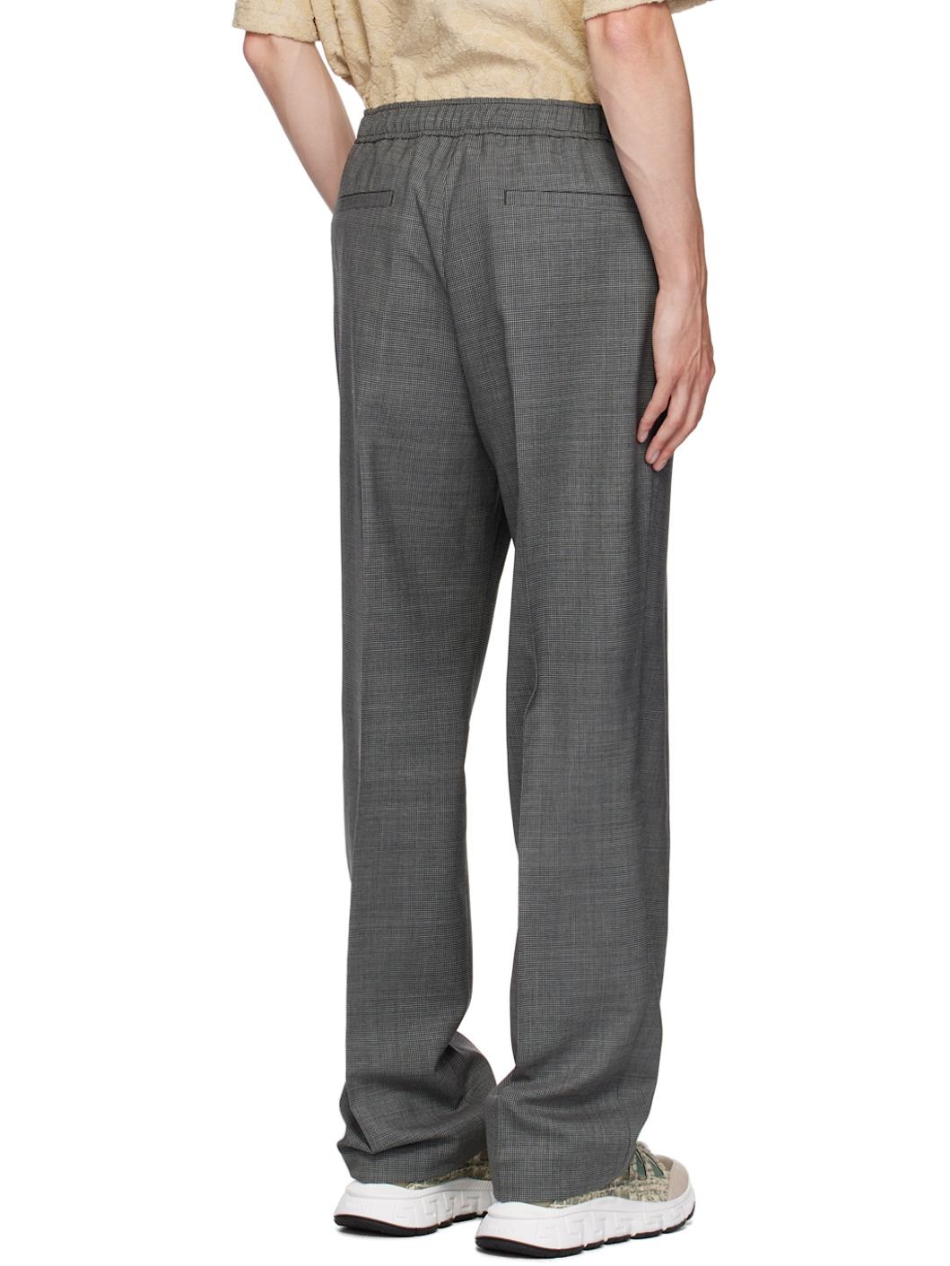 Black & Gray Houndstooth Wool Trousers - 3