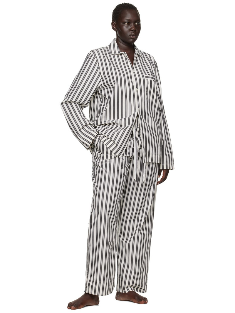 TEKLA White & Black Striped Pyjama Shirt outlook