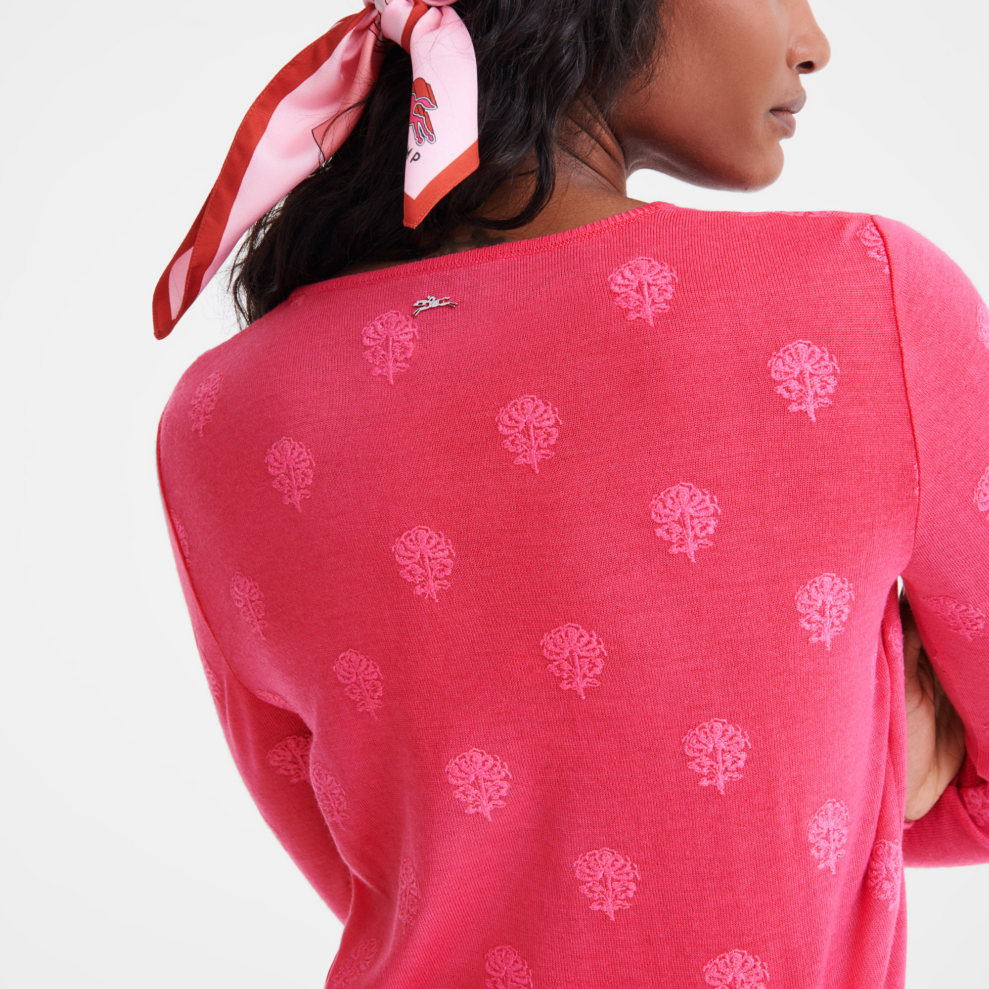 Round neck sweater Pink - Embroidered knit - 5