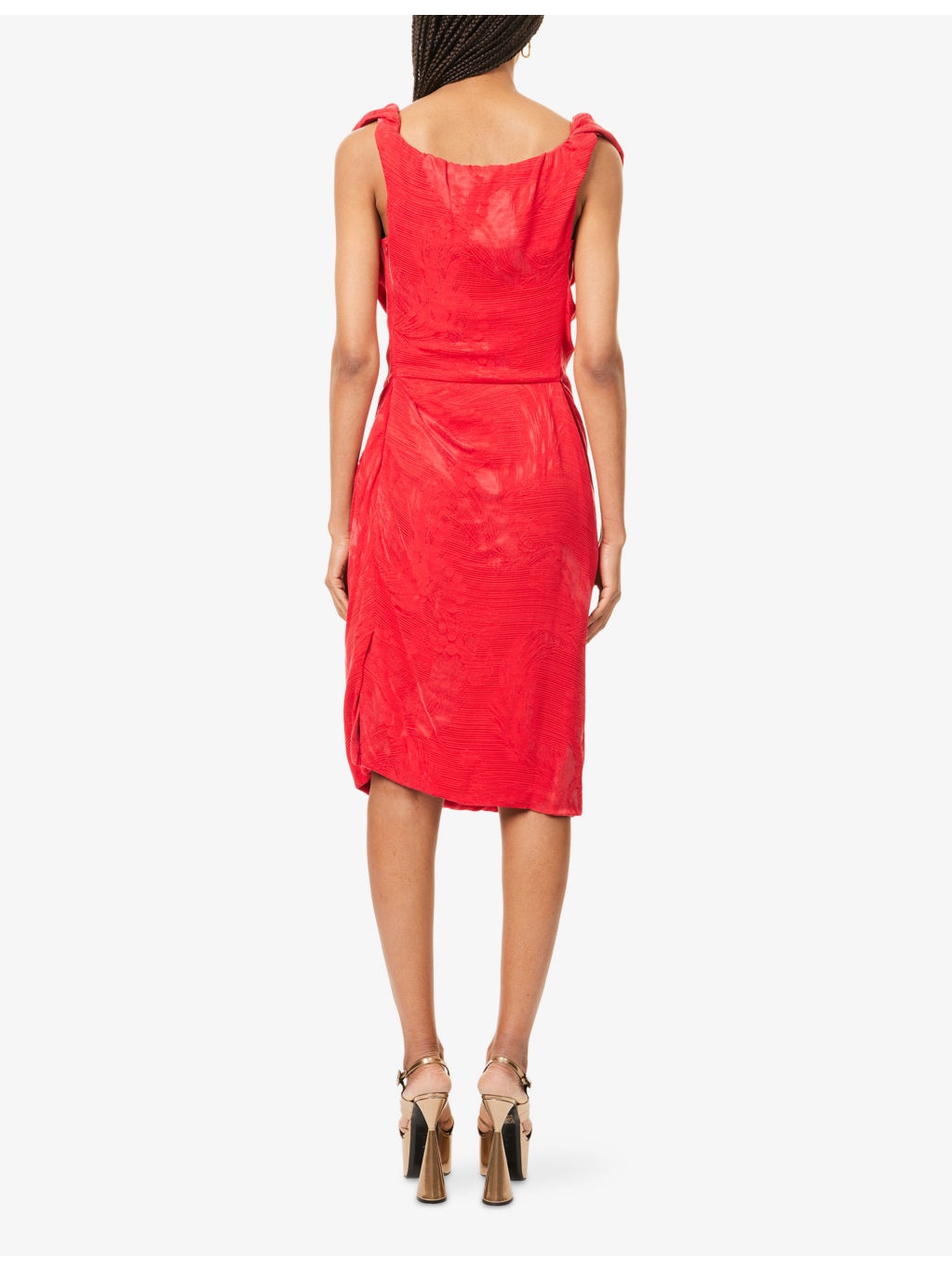 Ginnie Amber Draped Woven Midi Dress - 4