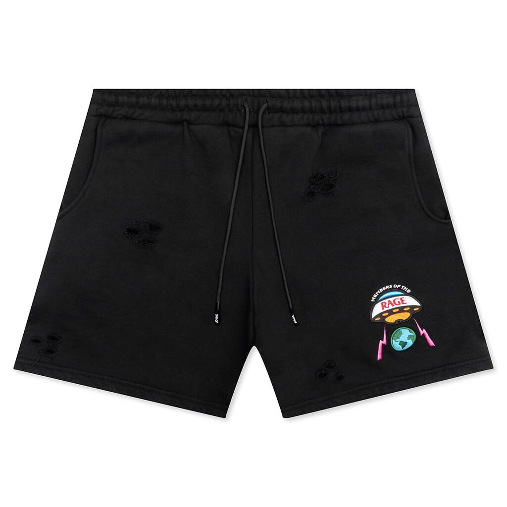 DISTRESSED SHORTS SMALL LOGO - BLACK - 1