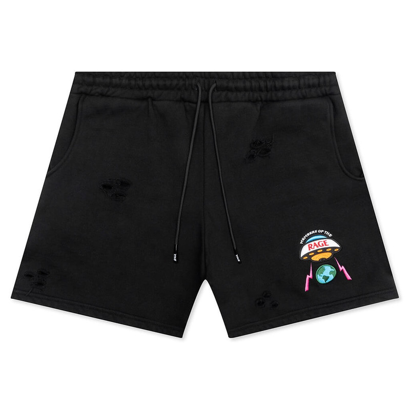 DISTRESSED SHORTS SMALL LOGO - BLACK 1