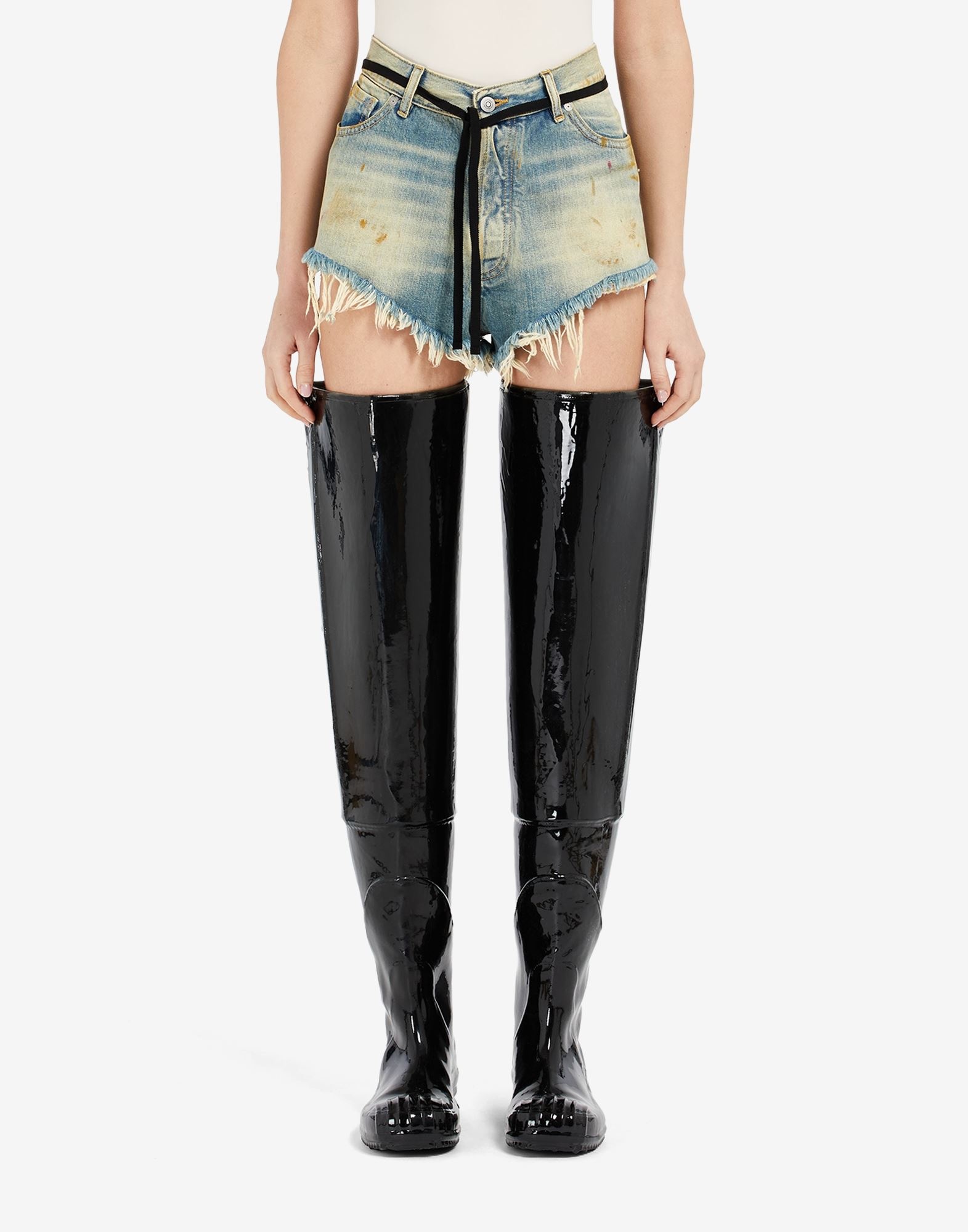 Raw edge denim shorts - 5