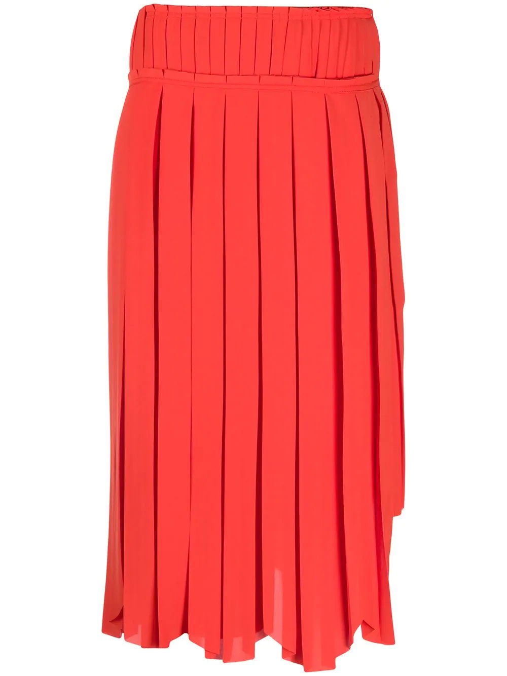 pleated scallop-hem skirt - 1