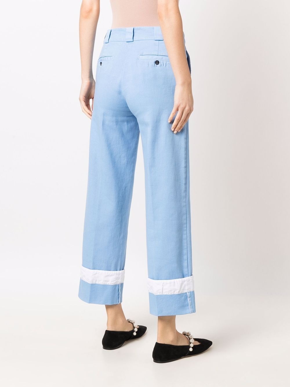 turn-up hem denim trousers - 4