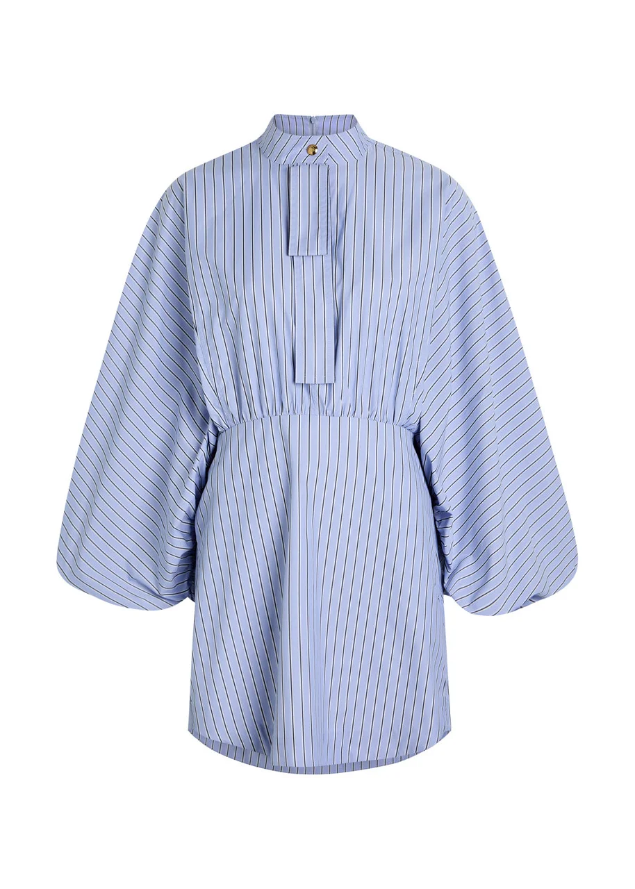 Zimmermann Drawstring Striped Woven Mini Shirt Dress - 1