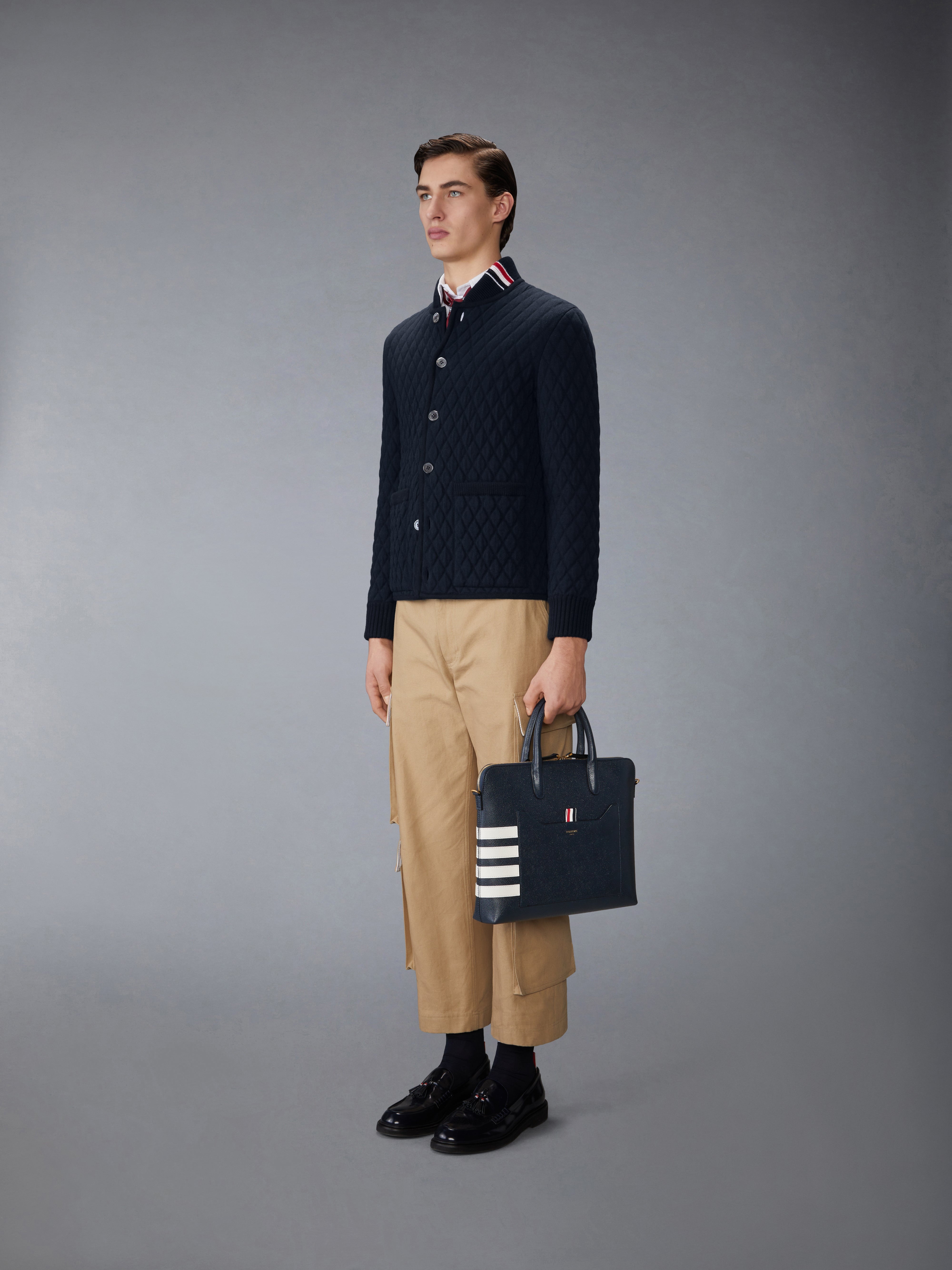 PEBBLE GRAIN 4-BAR SLIM BRIEFCASE - 4