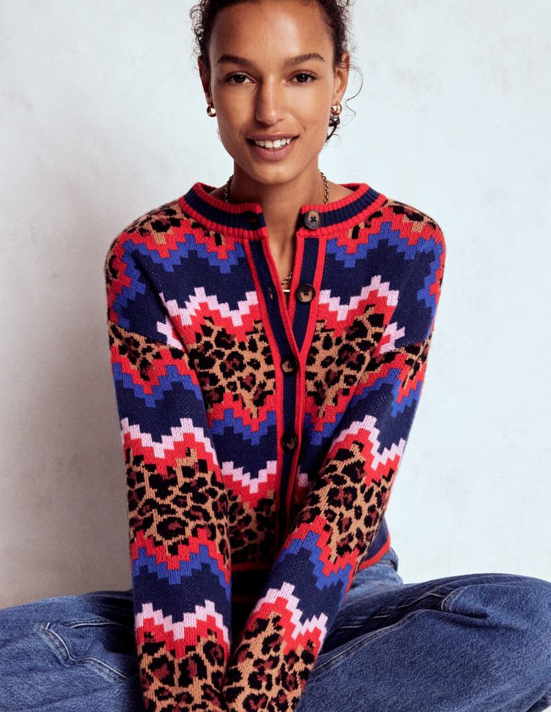 Abi Jacquard Cardigan-Multi Fair Isle, Leopard 3