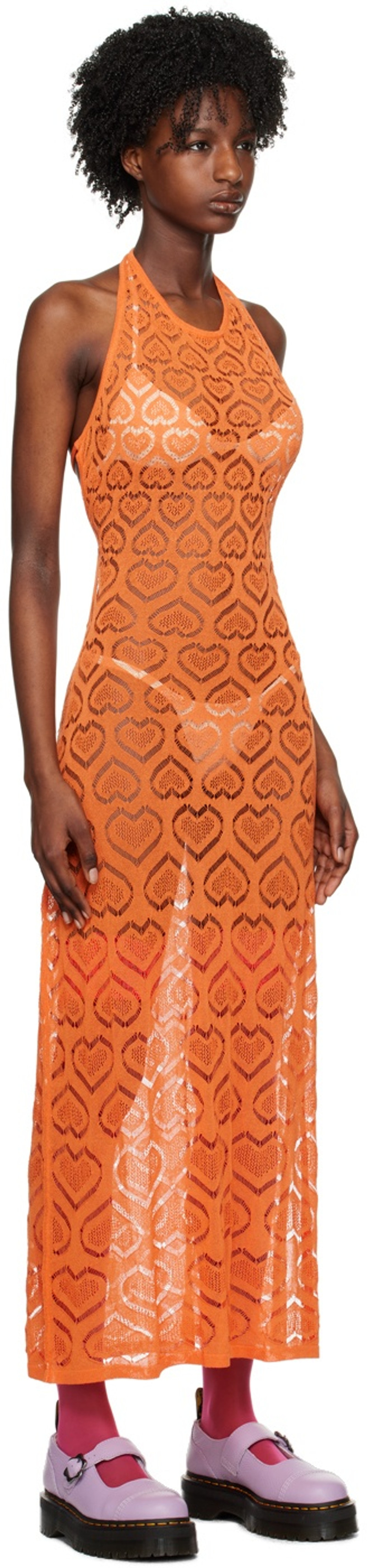 MARCO RAMBALDI SSENSE Exclusive Orange Heart Maxi Dress outlook