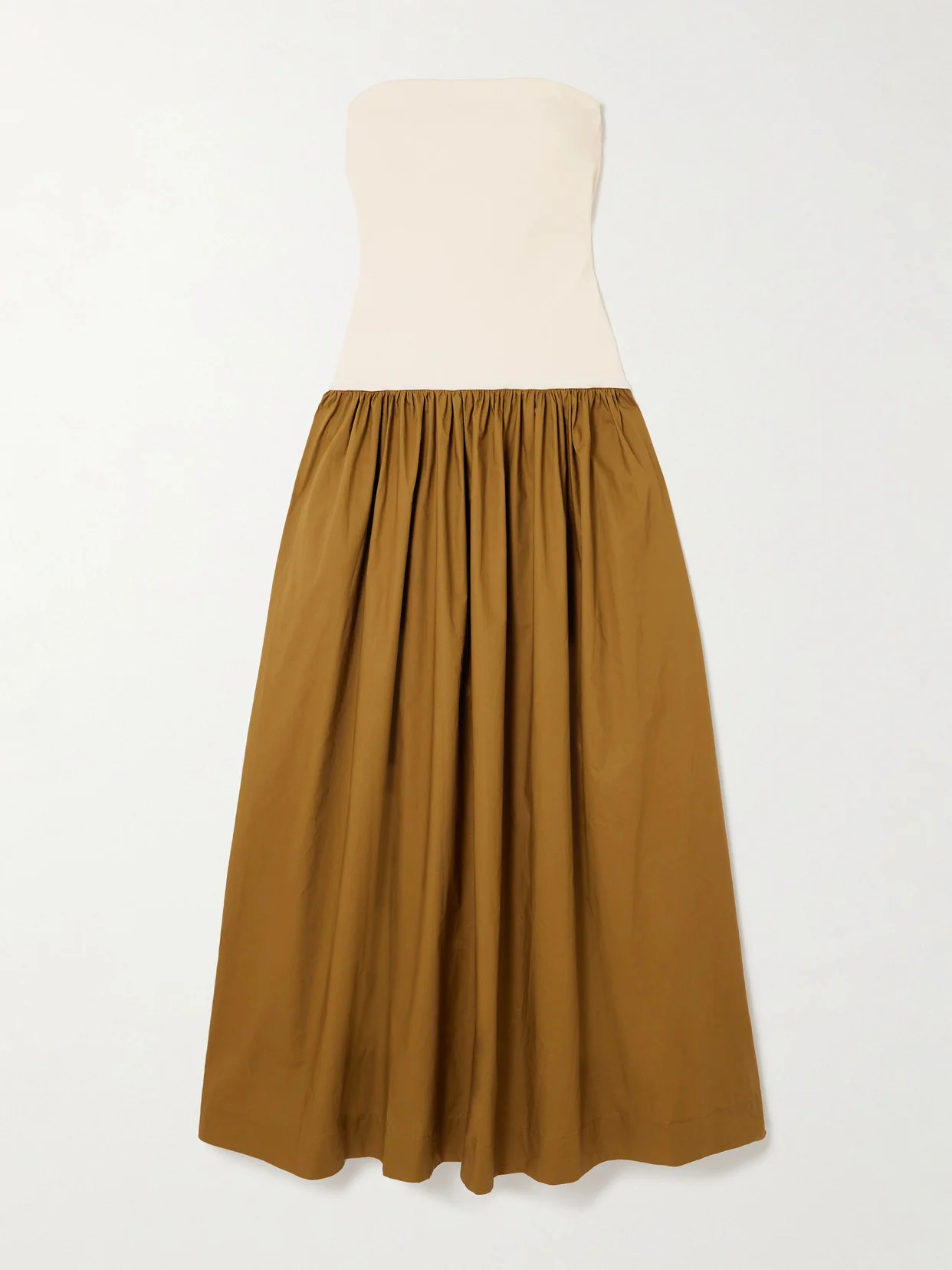 Duo Strapless Stretch-knit And Organic Cotton-poplin Maxi Dress - 1