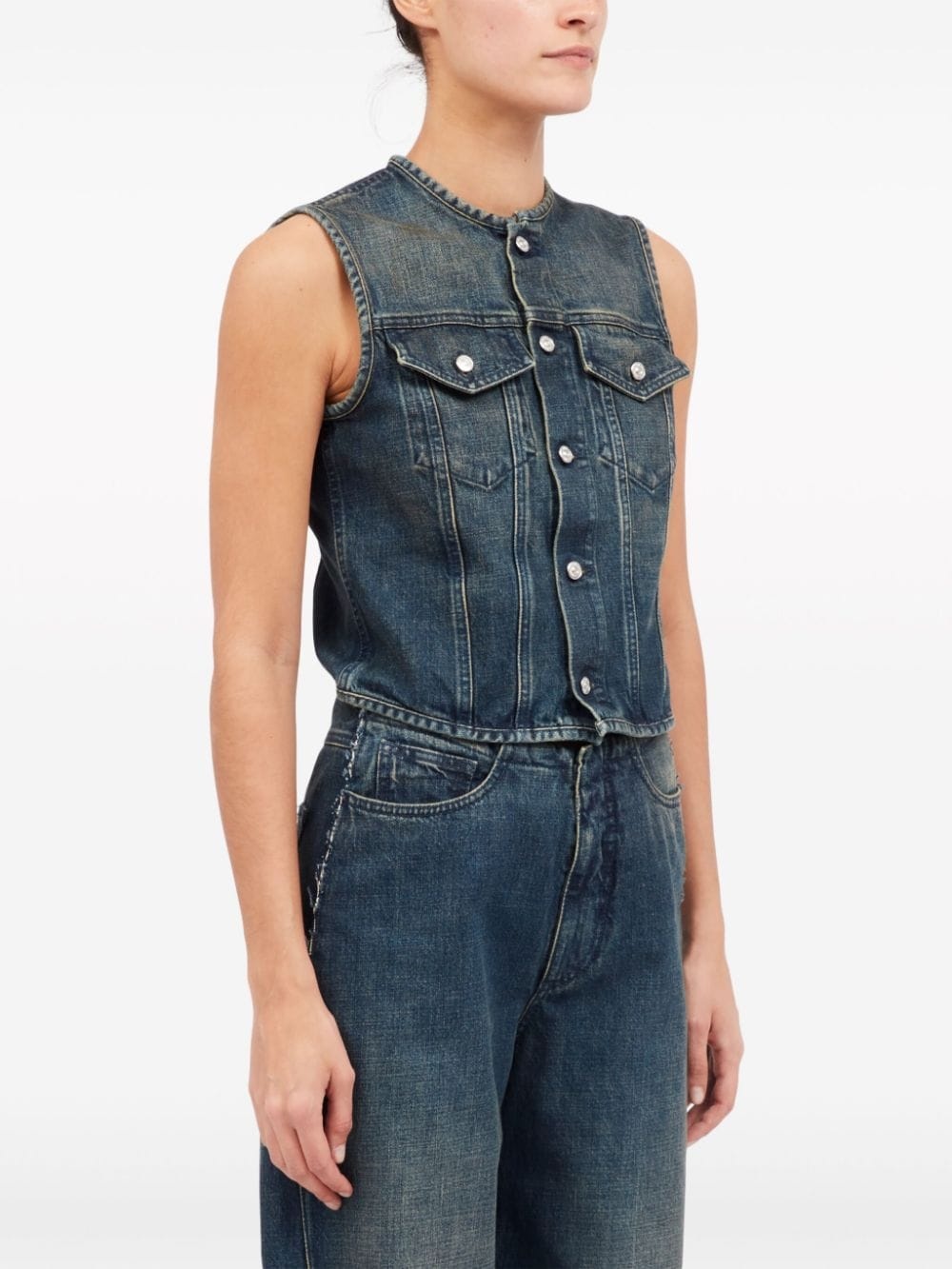 stonewashed denim gilet - 3
