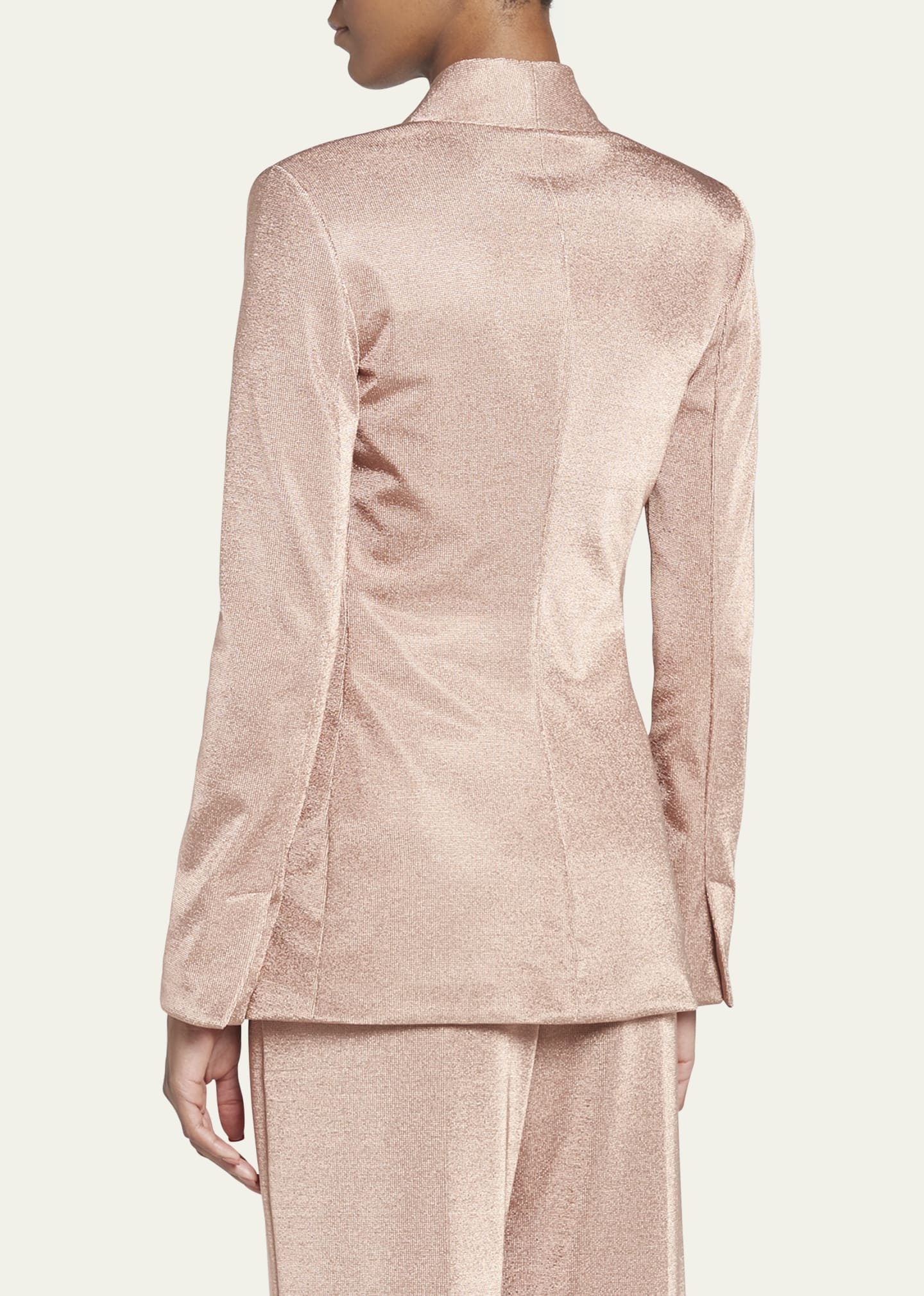 Metallic Bonded Jersey One-Button Blazer - 3
