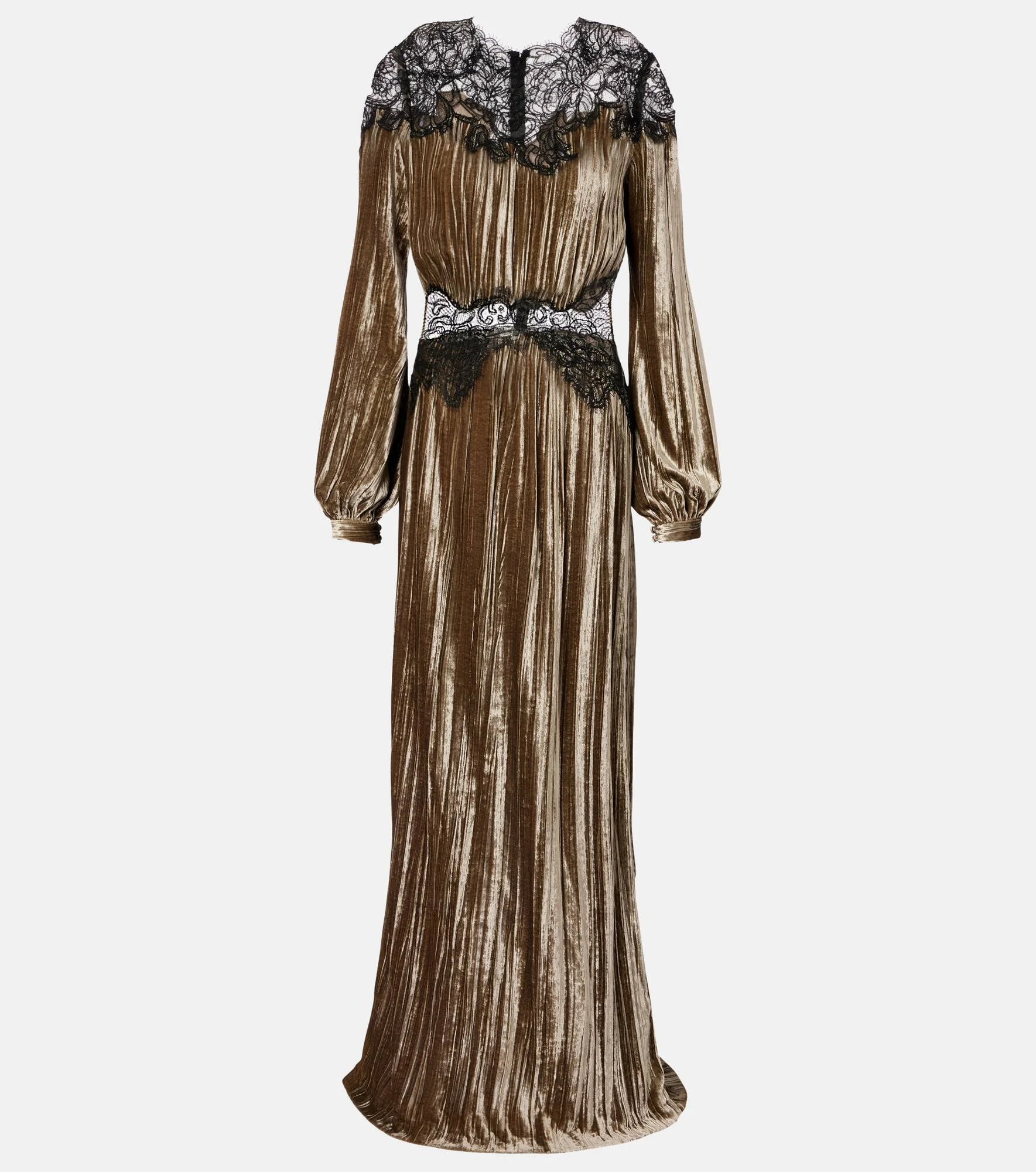 Senna lace-detail pleated maxi dress - 1