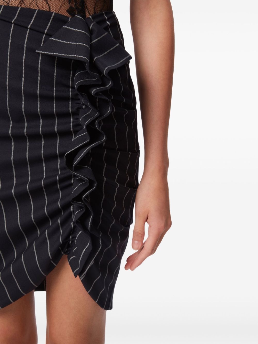 Pinstripe Draped Mid Skirt - 5