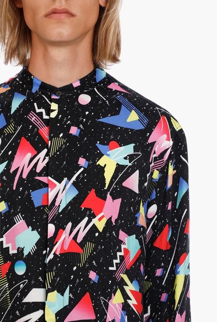 Oversized cuprammonium rayon shirt with multicolor print - 9