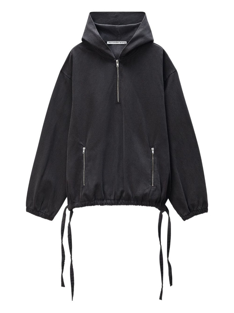 half-zip drawstring-waist hoodie 1