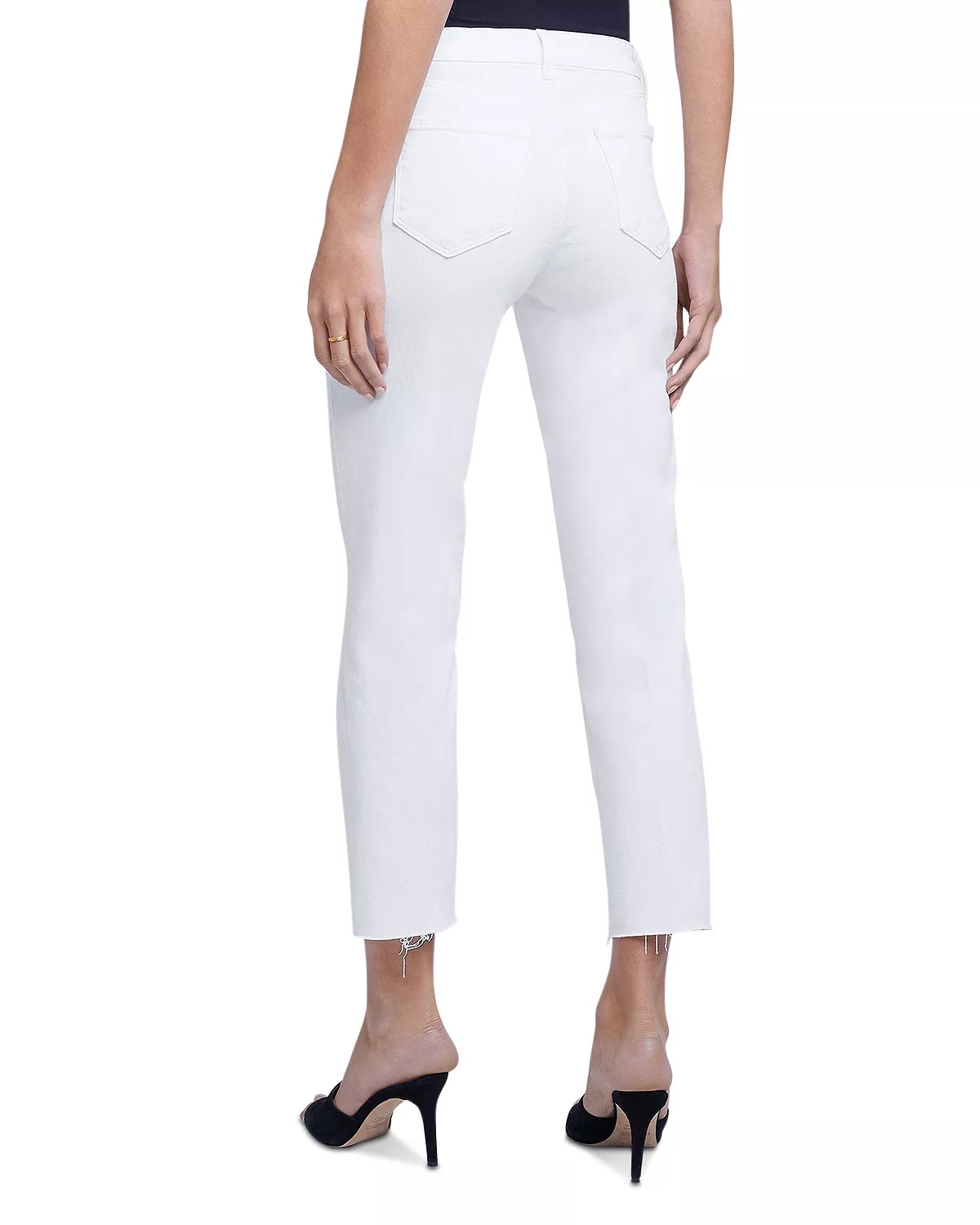 Sada High Rise Cropped Straight Jeans in Blanc - 2
