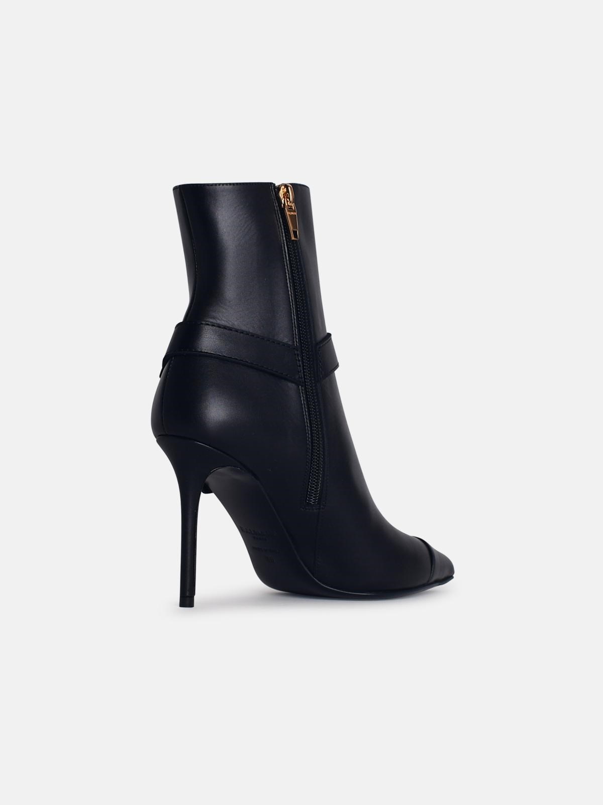 'EVA' BLACK LEATHER ANKLE BOOTS - 3