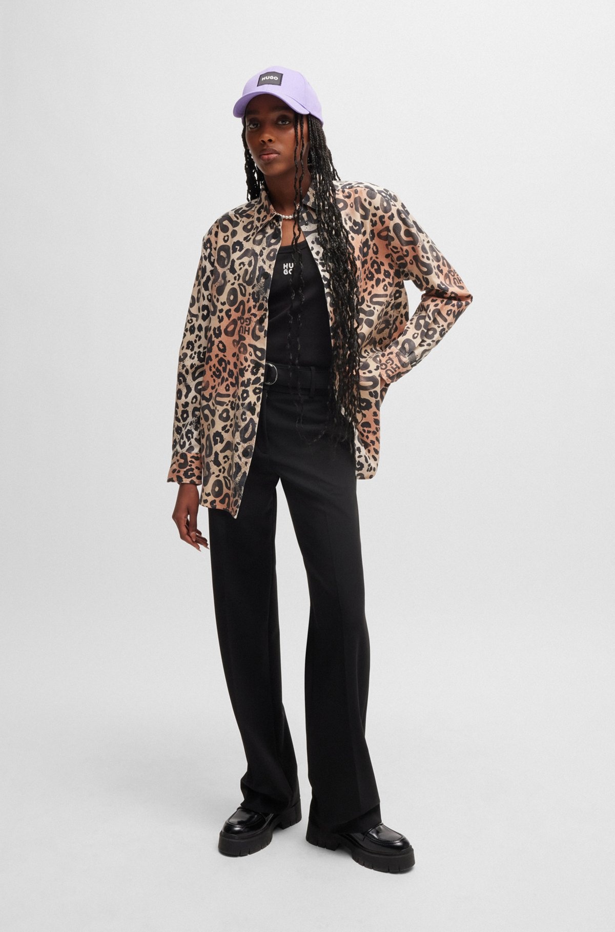 OVERSIZE-FIT BLOUSE IN LEOPARD-PRINT TWILL - 3