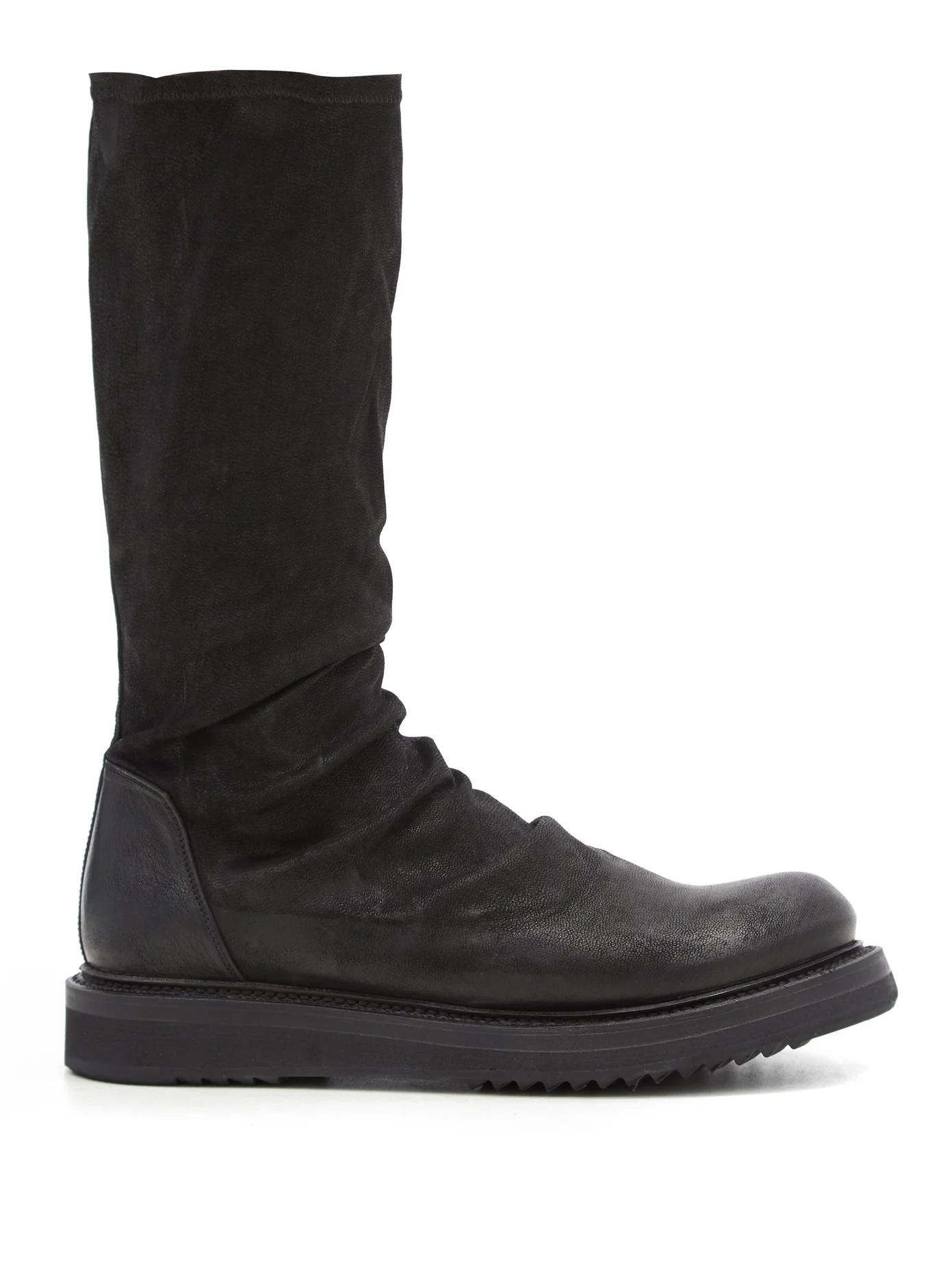 Stretch-suede and leather mid-calf boots - 1