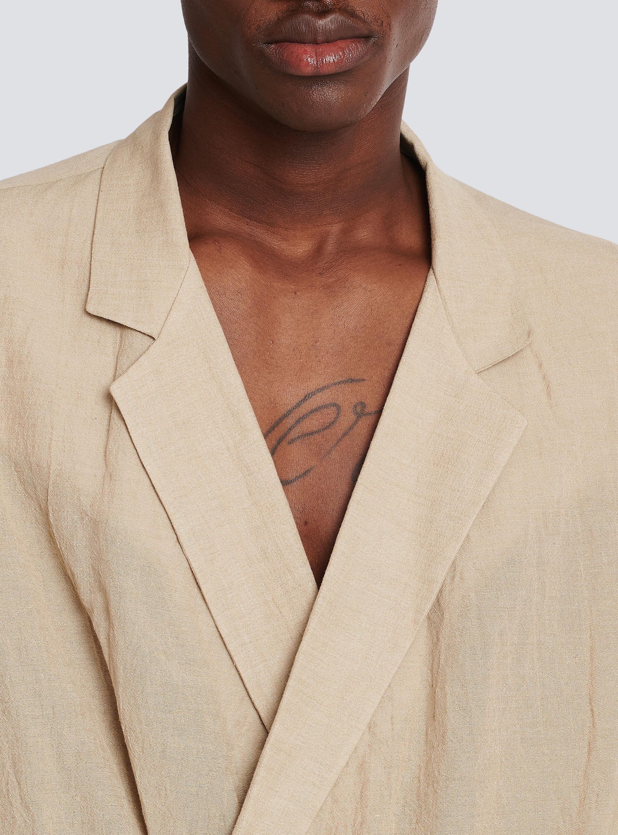 Cotton and linen draped shirt - 7