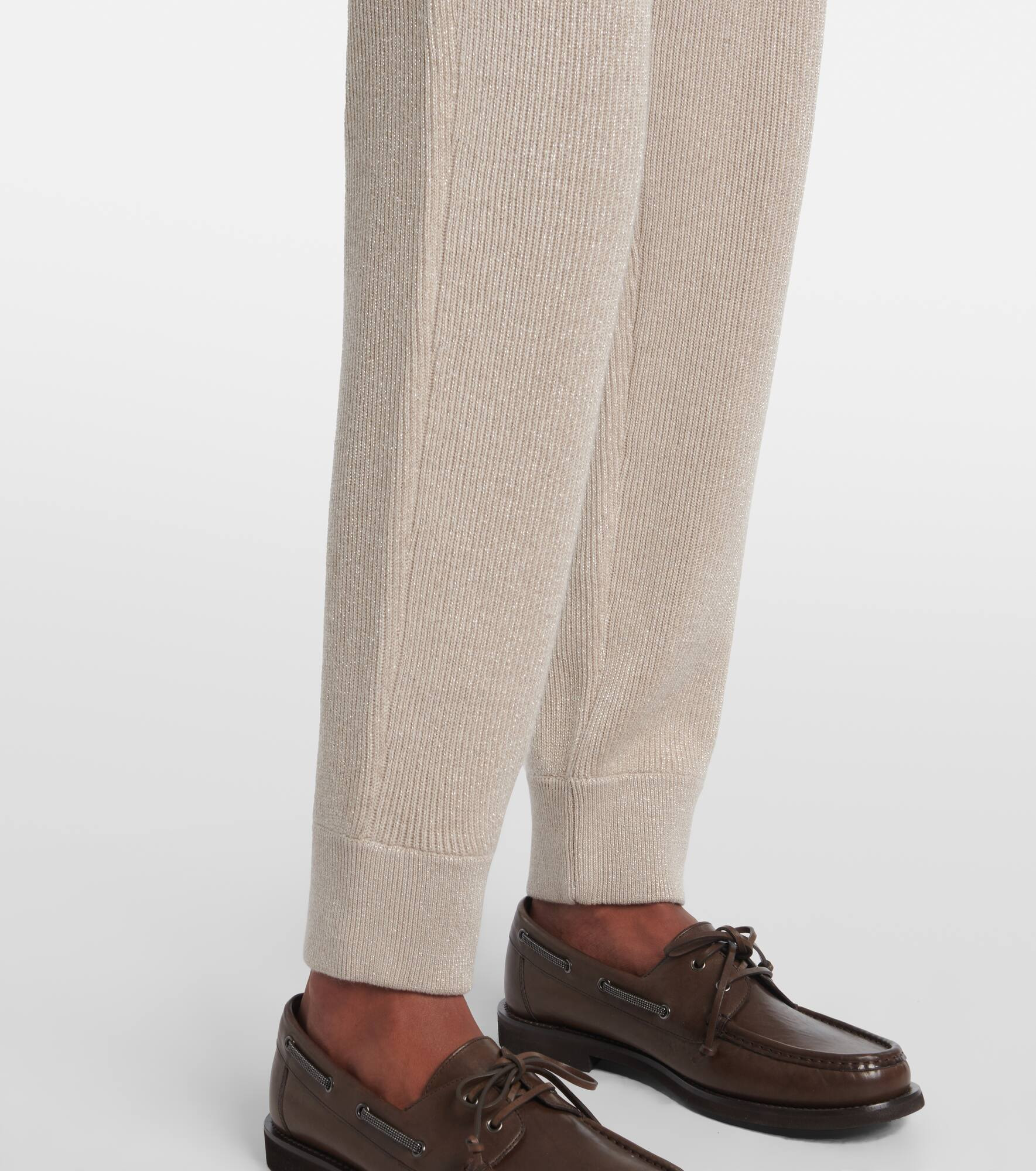 Ribbed-knit cashmere-blend tapered pants - 5