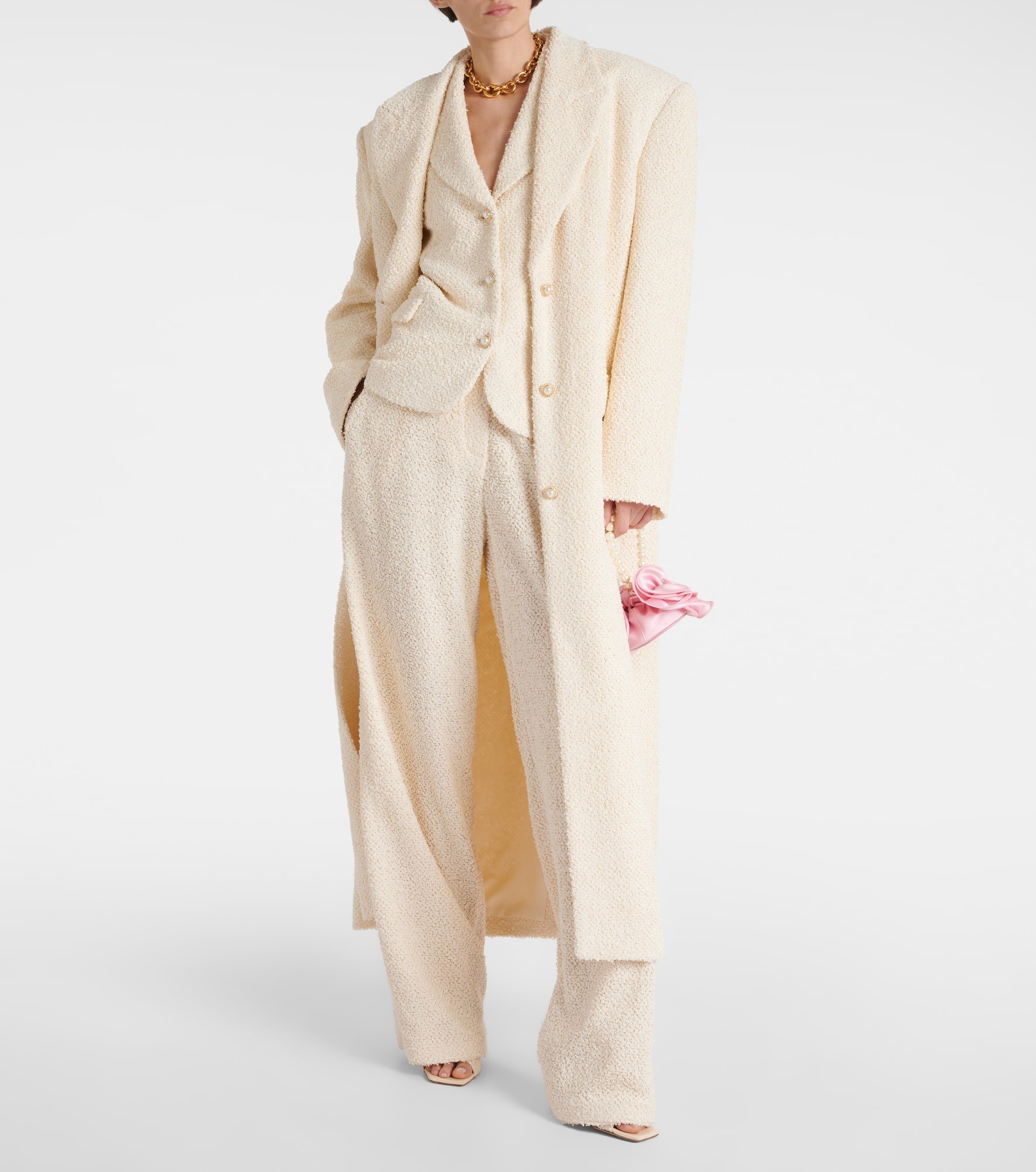 High-rise bouclé wide-leg pants - 2