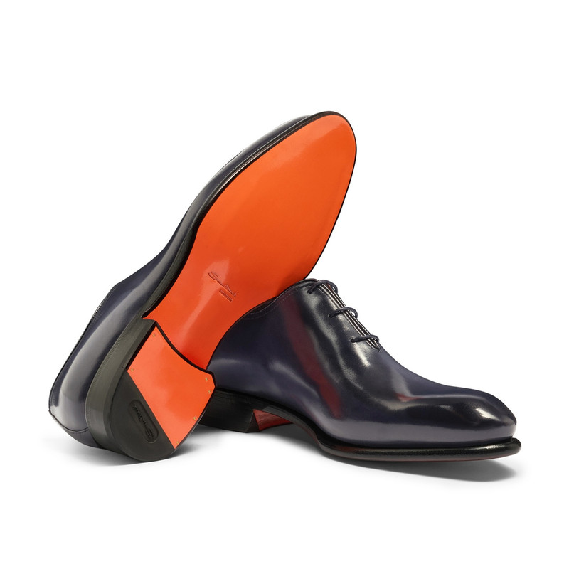 Santoni Men's blue leather Oxford shoe outlook