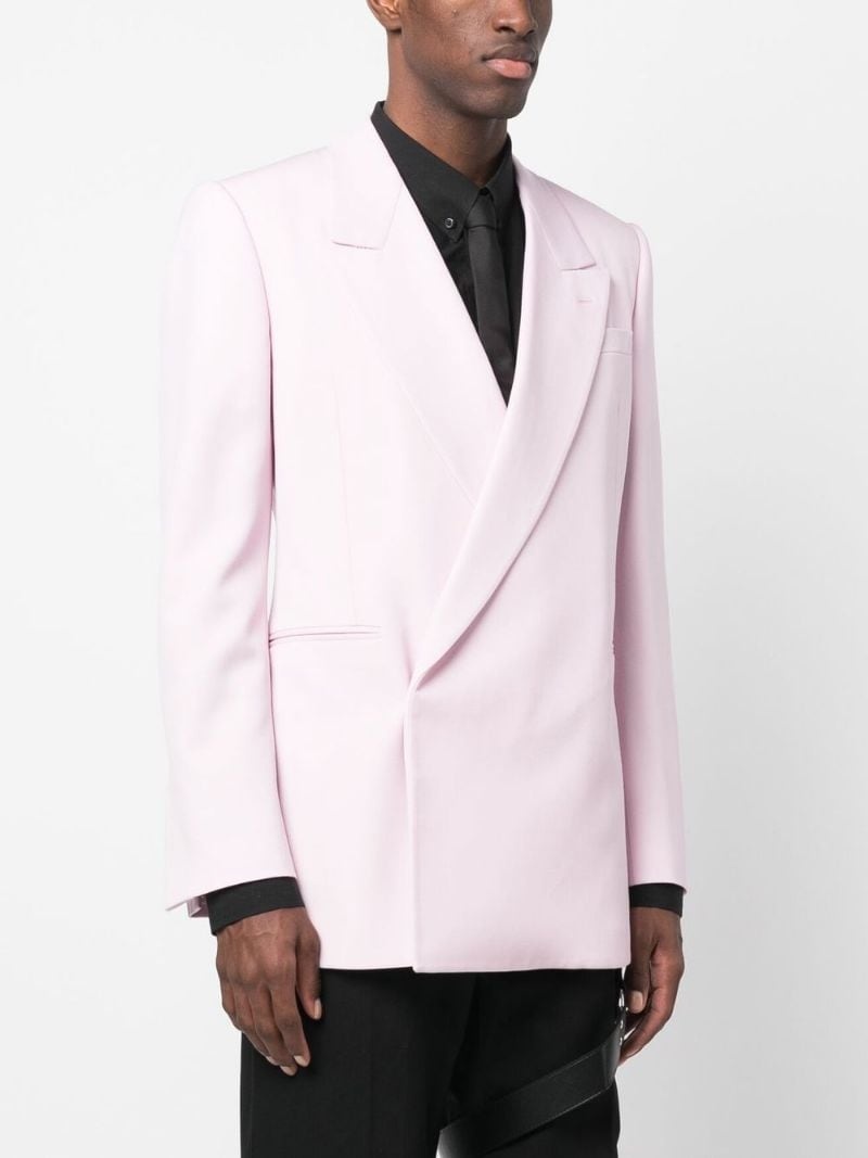 off-centre fastening wool blazer - 3