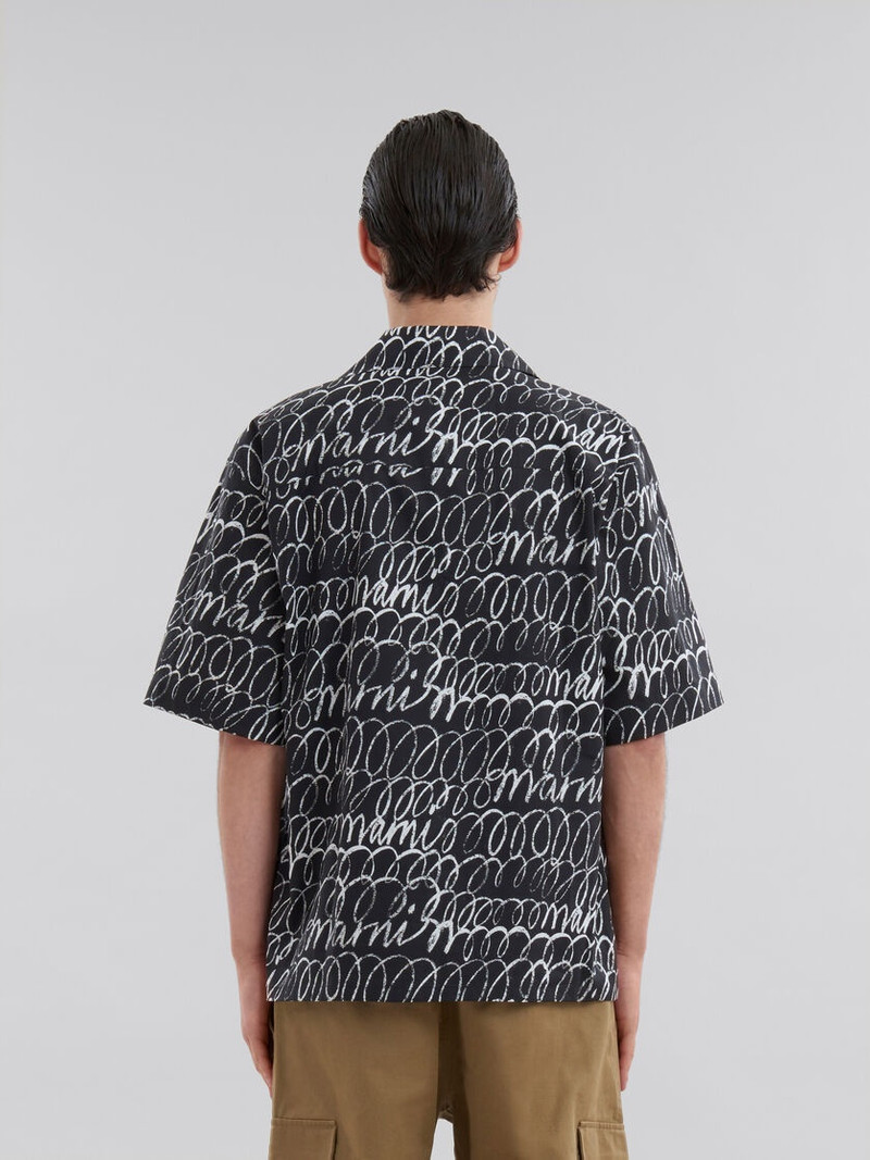 BLACK POPLIN BOWLING SHIRT WITH MARNI SCRIBBLE MOTIF 3