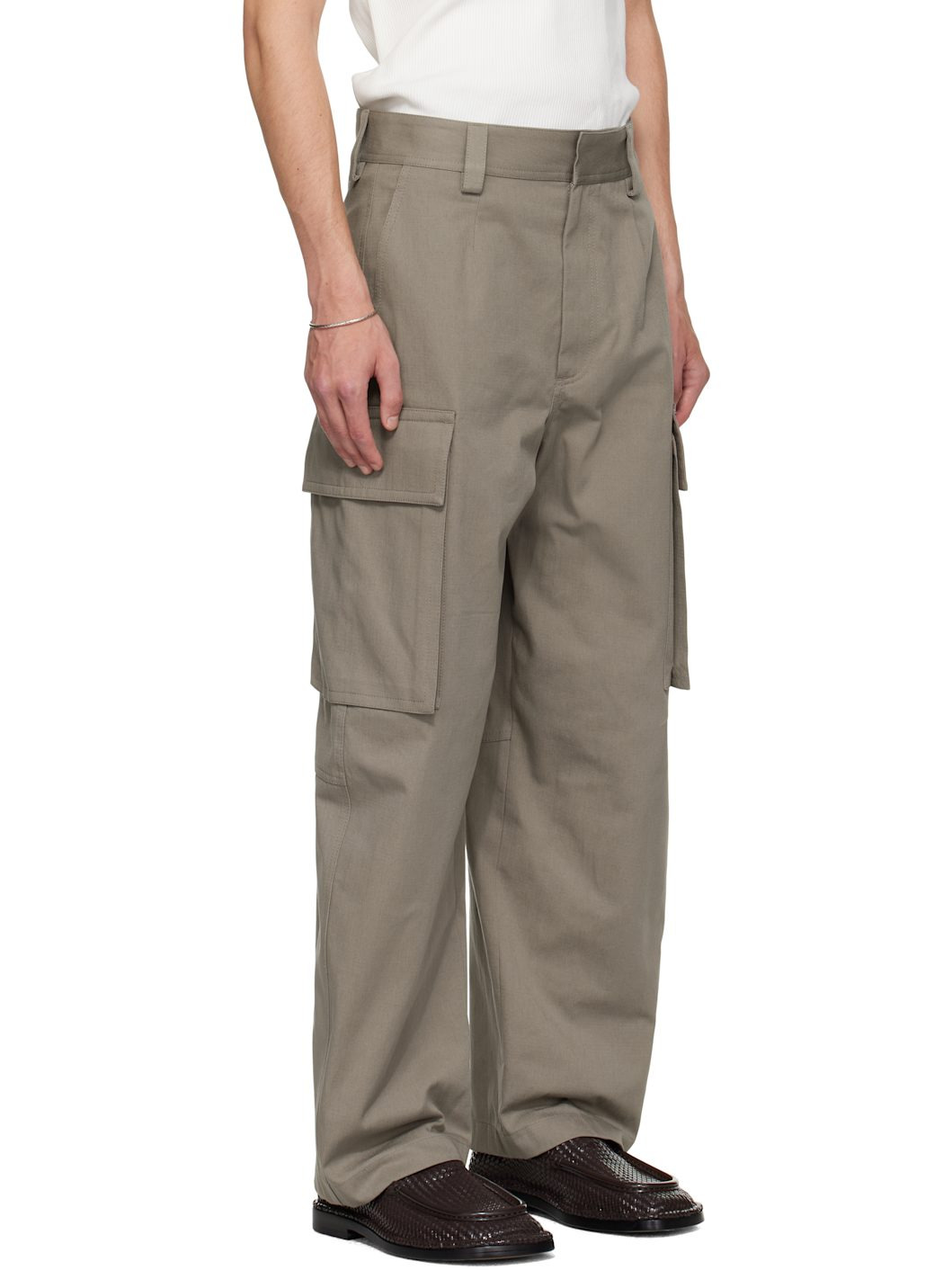 Taupe Cotton Twill Cargo Pants - 2