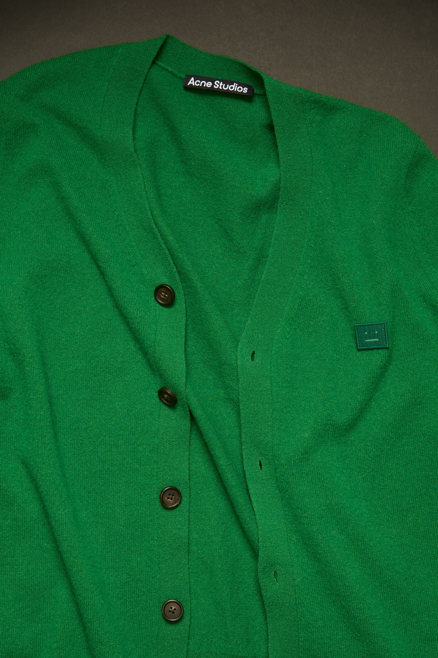 V-neck wool cardigan deep green - 4