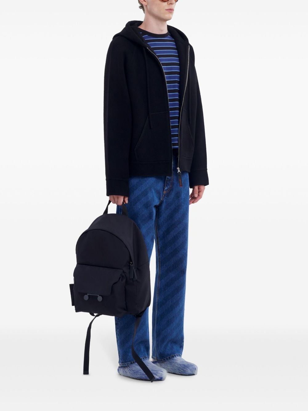 logo-embroidered hooded jacket - 2
