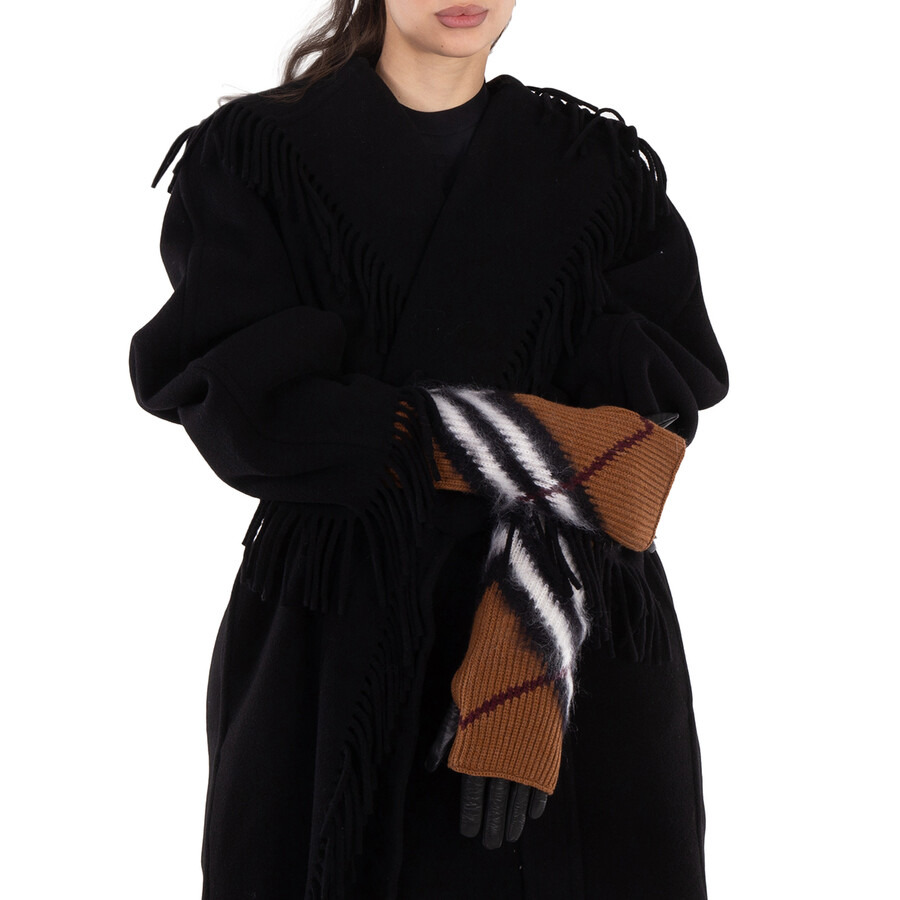 Burberry Chevron Lambskin Leather Gloves with Removable Overlay - 1