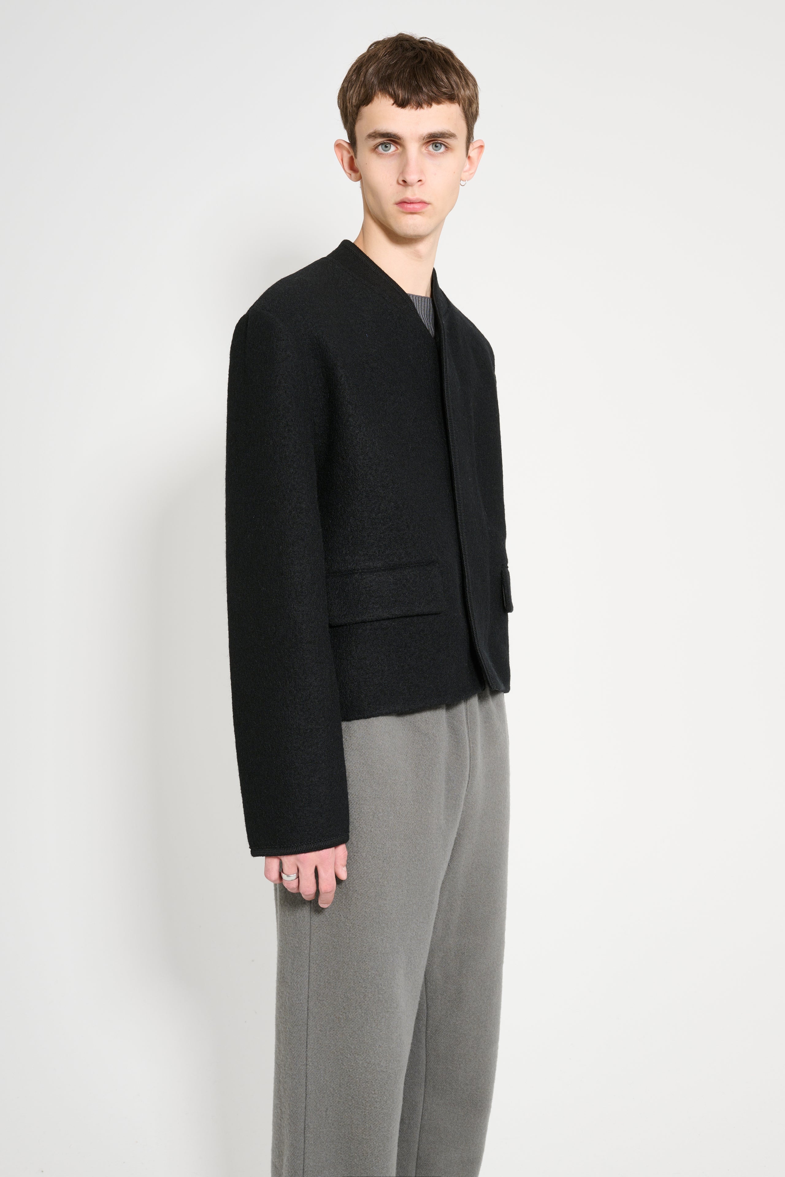 RIER WALKER JACKET CITY CROP BLACK FELTED - 4