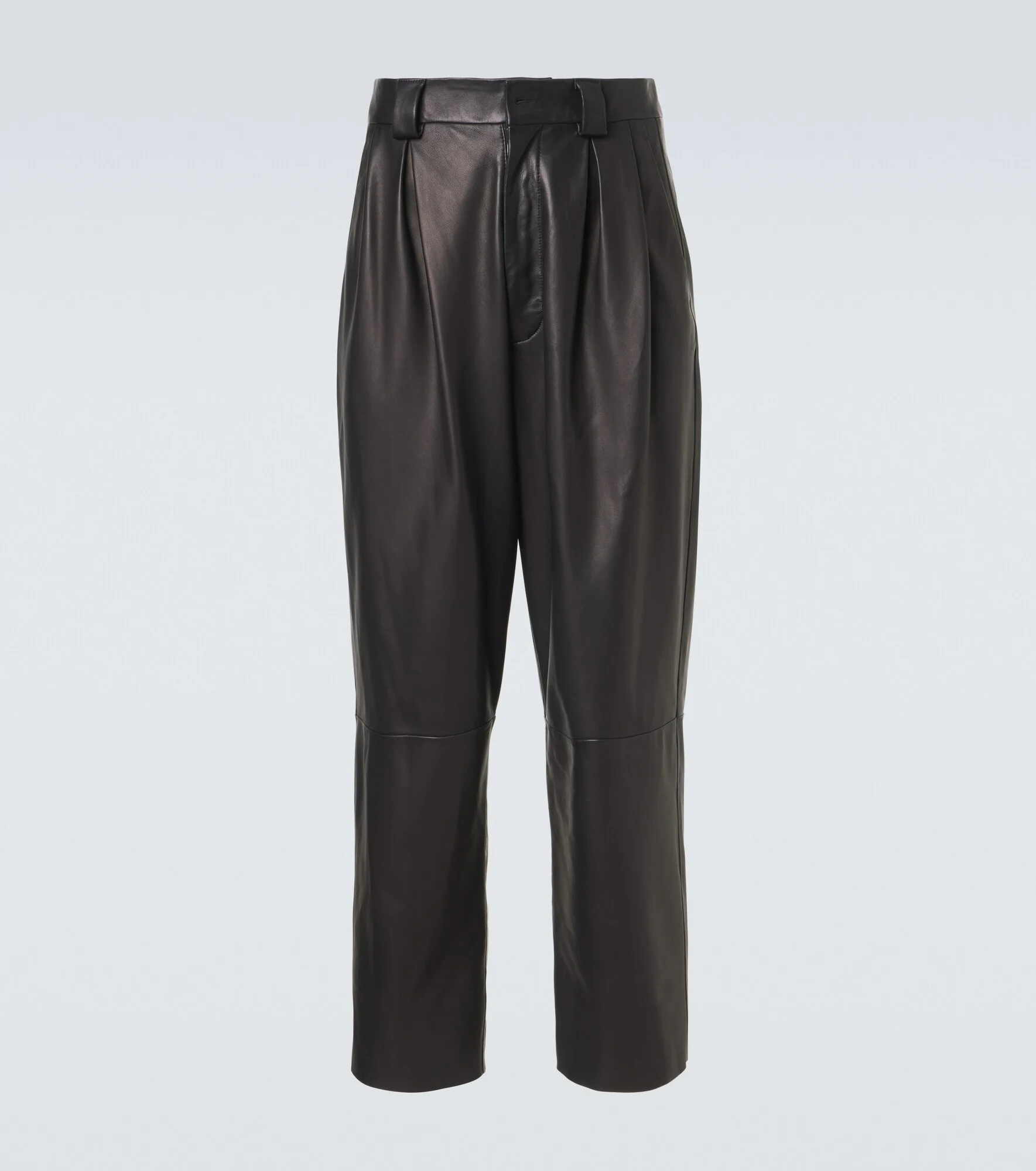 Archivio pleated leather straight pants - 1