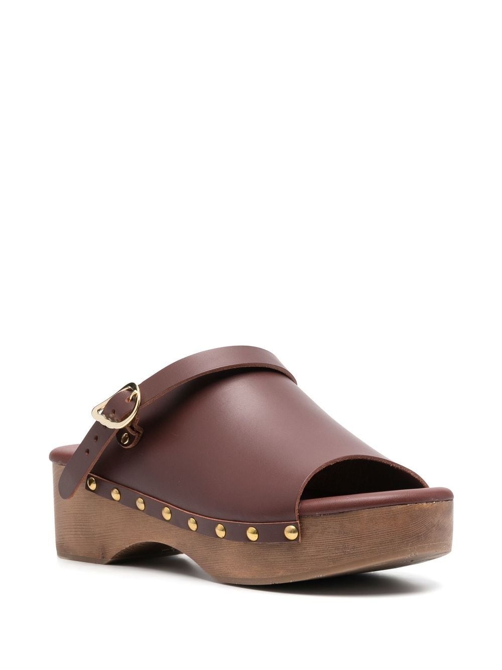 buckled leather clogs - 2