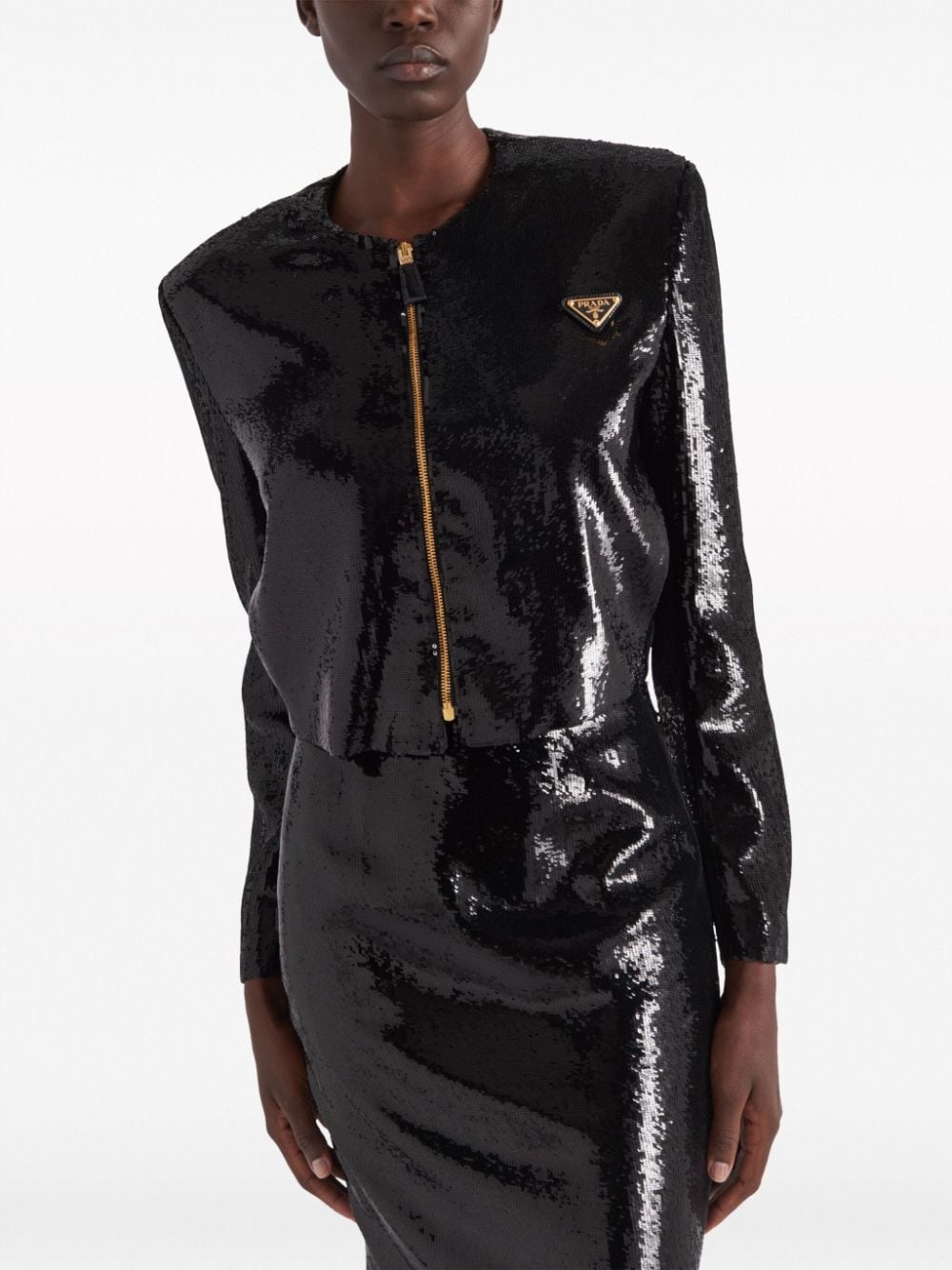 sequinned cropped jacket - 5