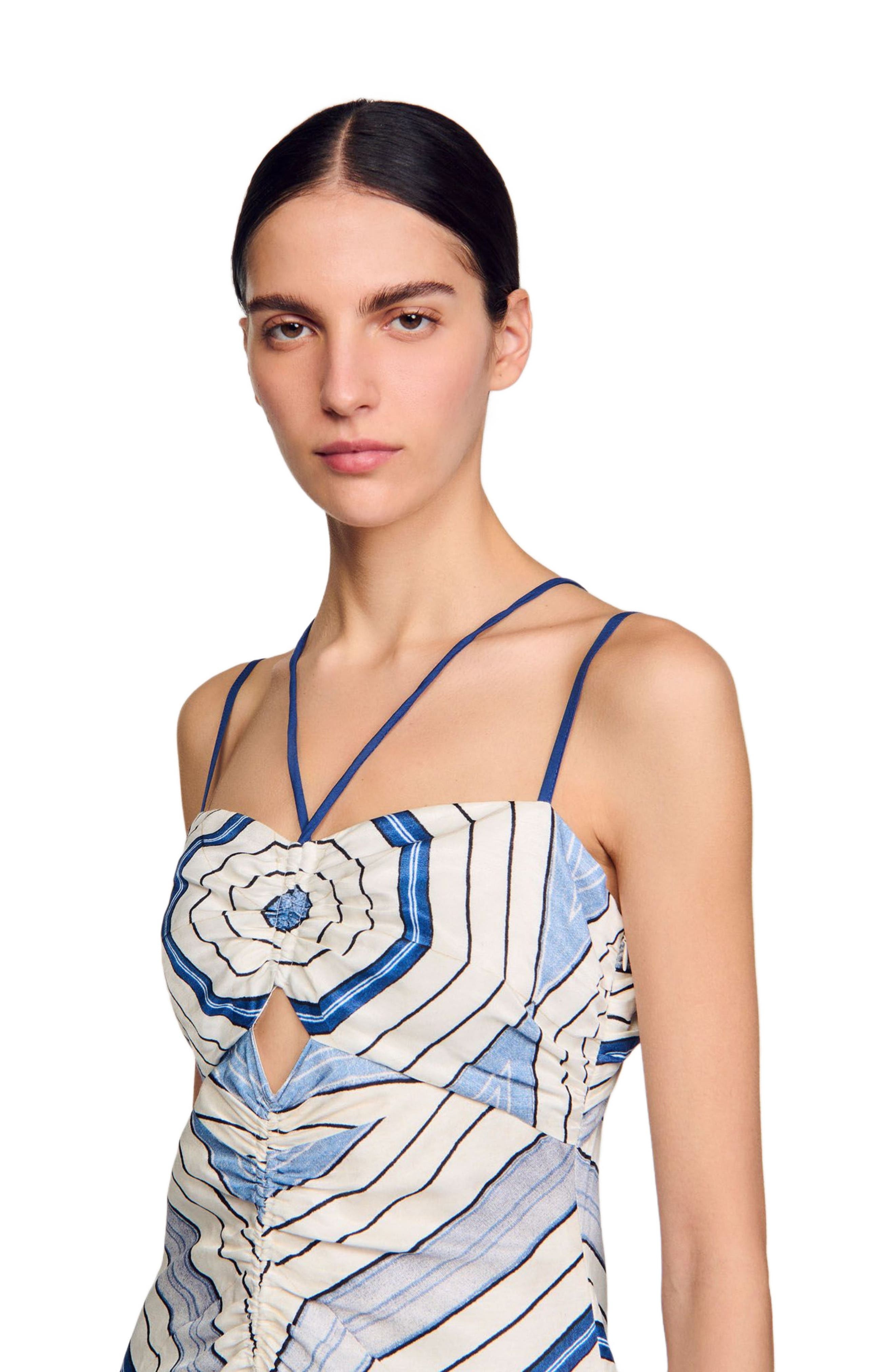 SANDRO Spiral-motif maxi dress in Sky Blue at Nordstrom - 4