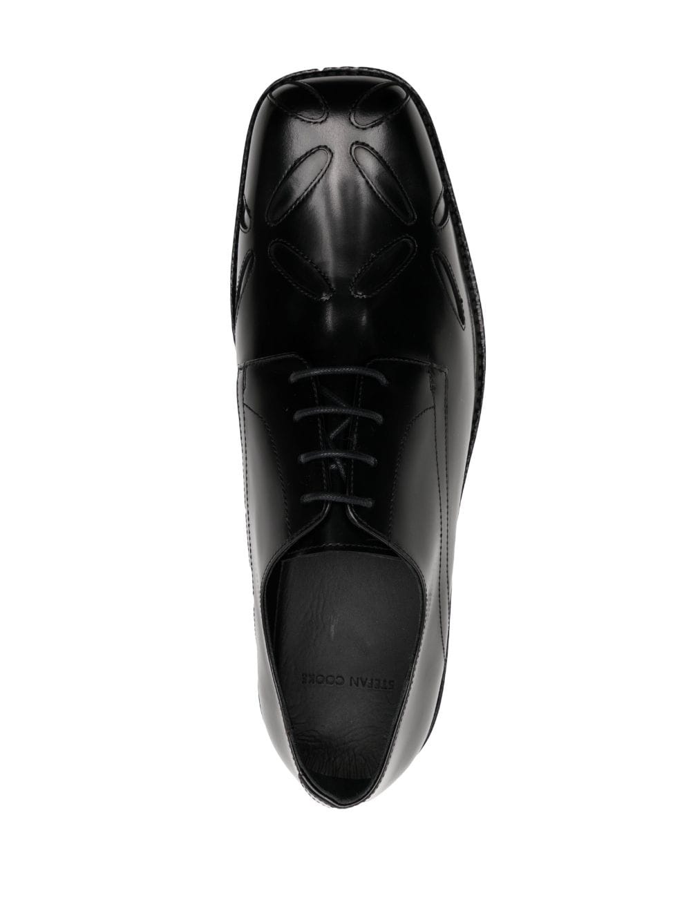 embroidered-detail leather derby shoes - 4