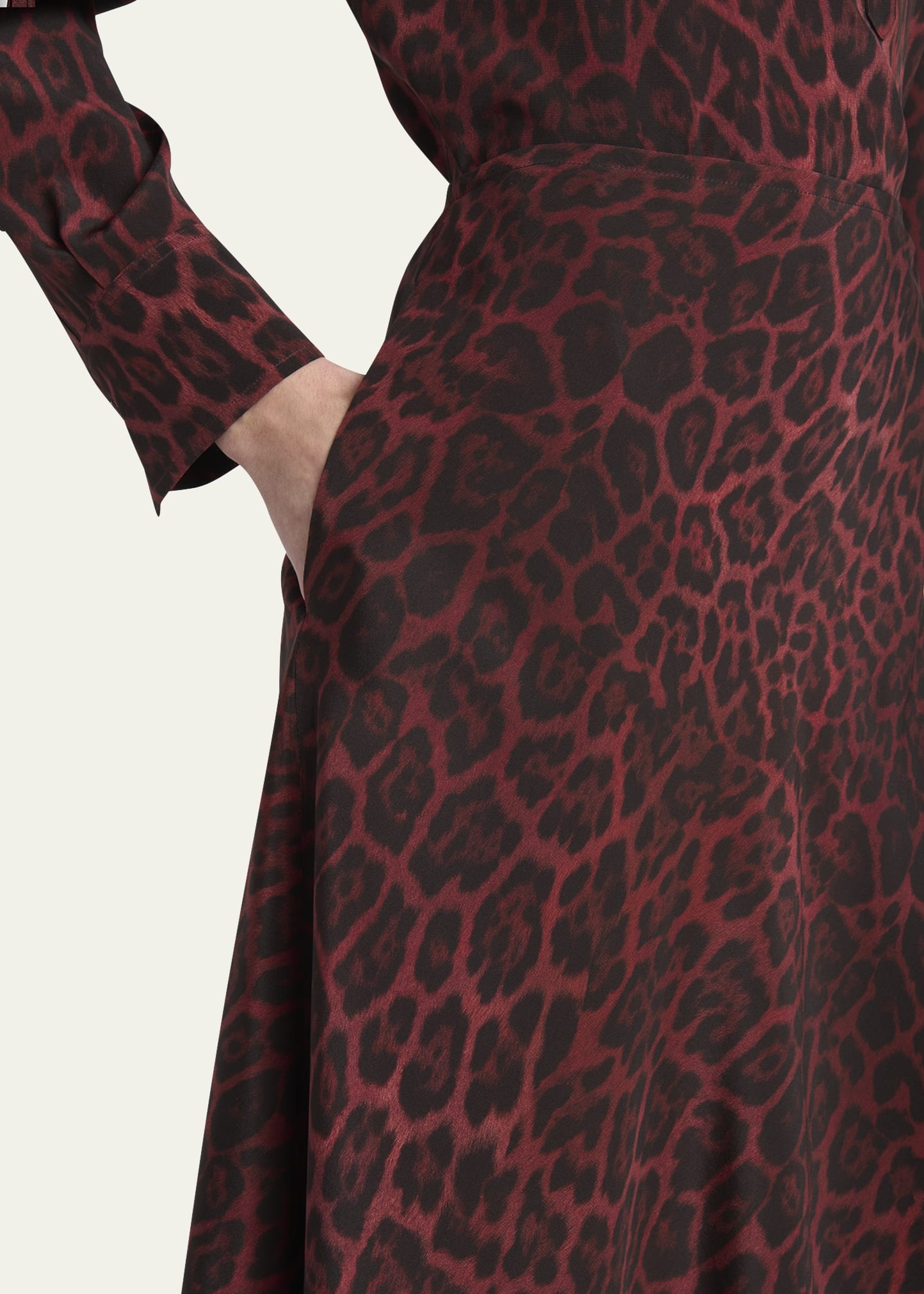 Leopard Print Asymmetric Silk Skirt - 5