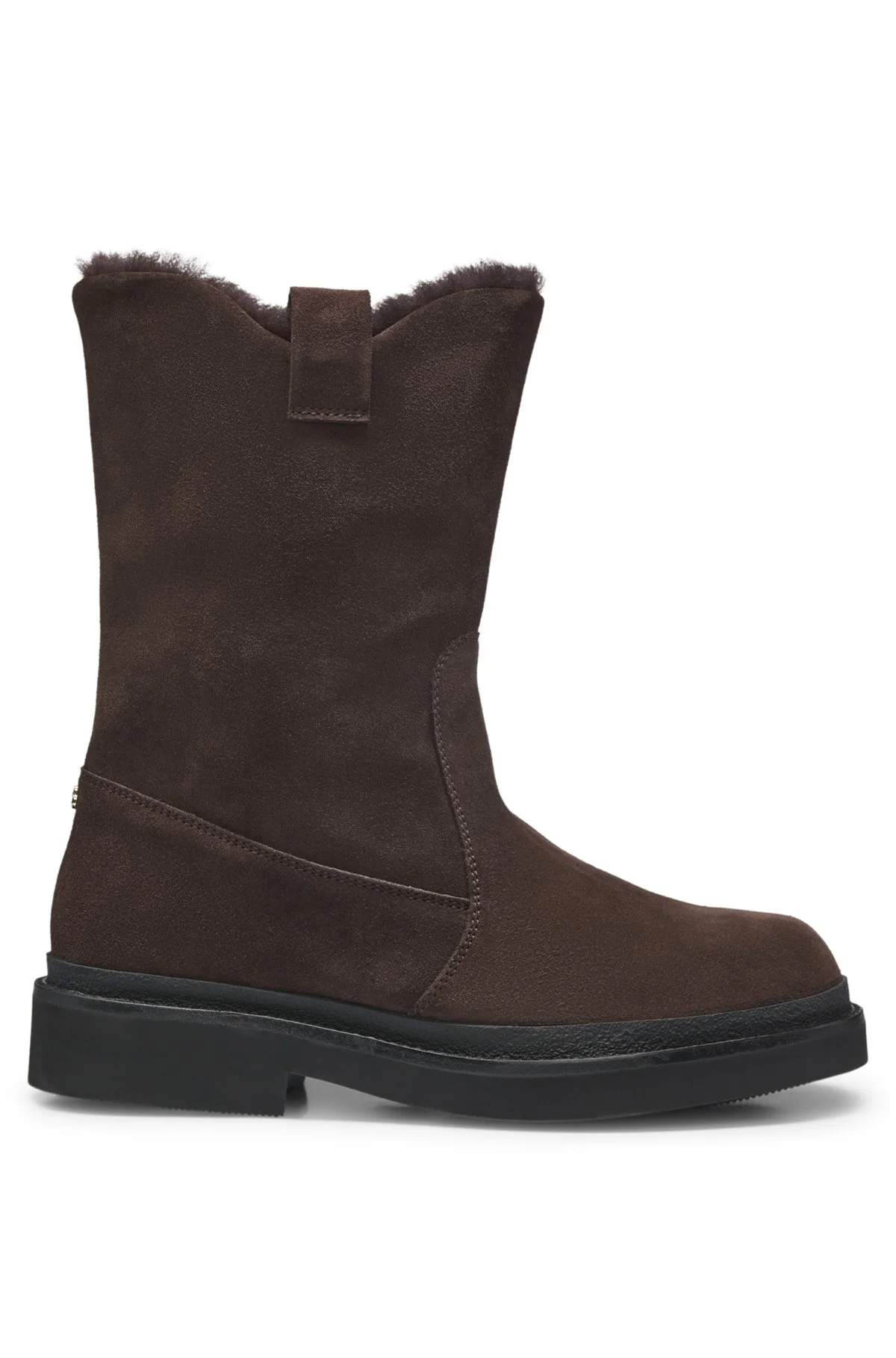 SUEDE SLIP-ON BOOTS WITH SHEARLING COLLAR - 1