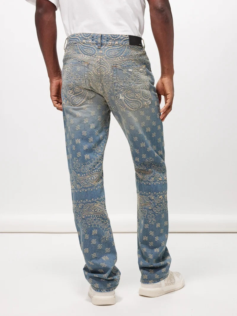 Bandana-jacquard straight-leg jeans - 4