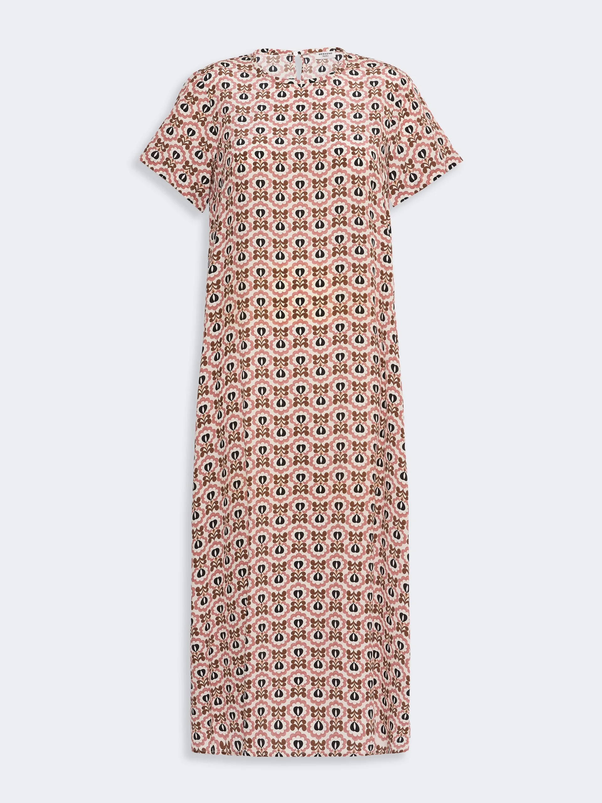 VINCI Printed silk T-shirt dress - ANTIQUE ROSE - 1