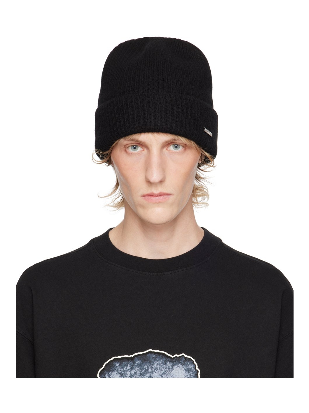 Black Knit Beanie - 1