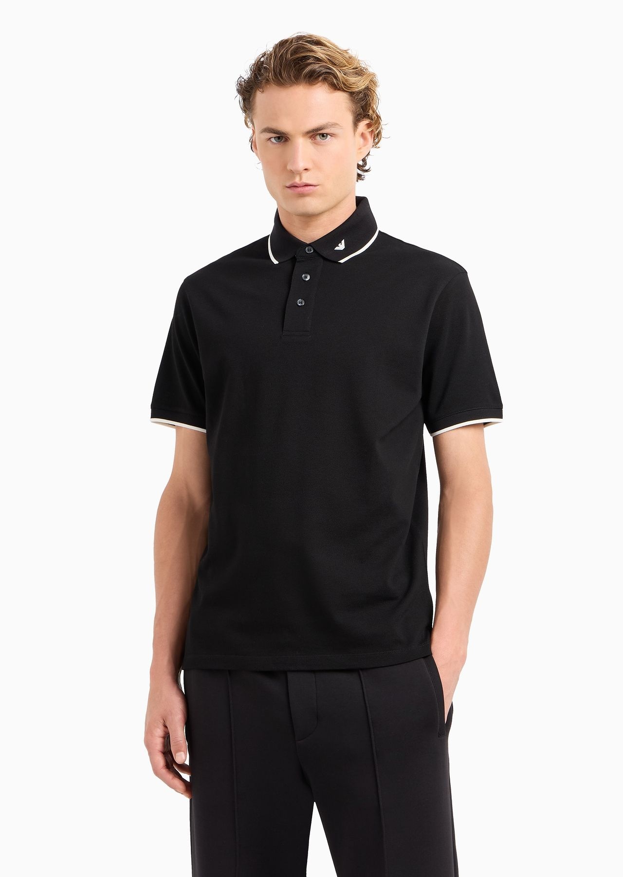 Mercerised piqué polo shirt with micro eagle embroidery - 2