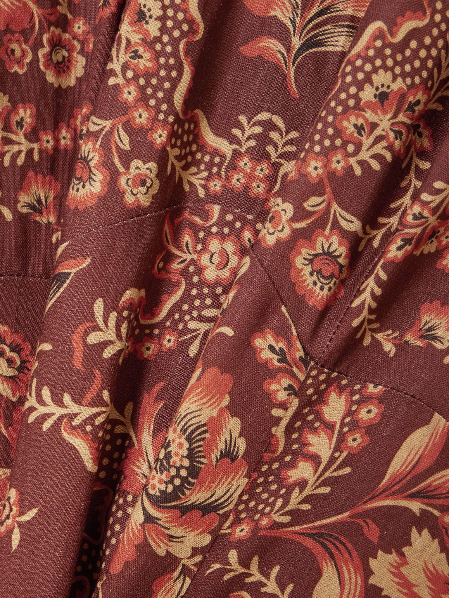 Seraphina printed linen midi dress Brown - 4